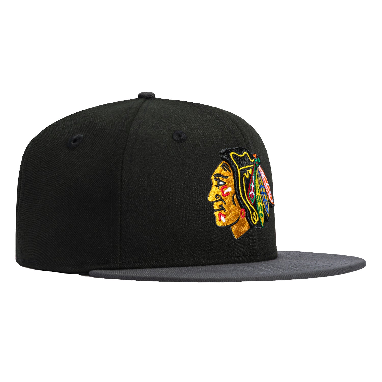 New Era 59Fifty Chicago Blackhawks Snapback Hat - Black & Graphite NHL Team Logo Cap for Men & Women - Perfect for Game Day, Sports Events & Streetwear Fashion
