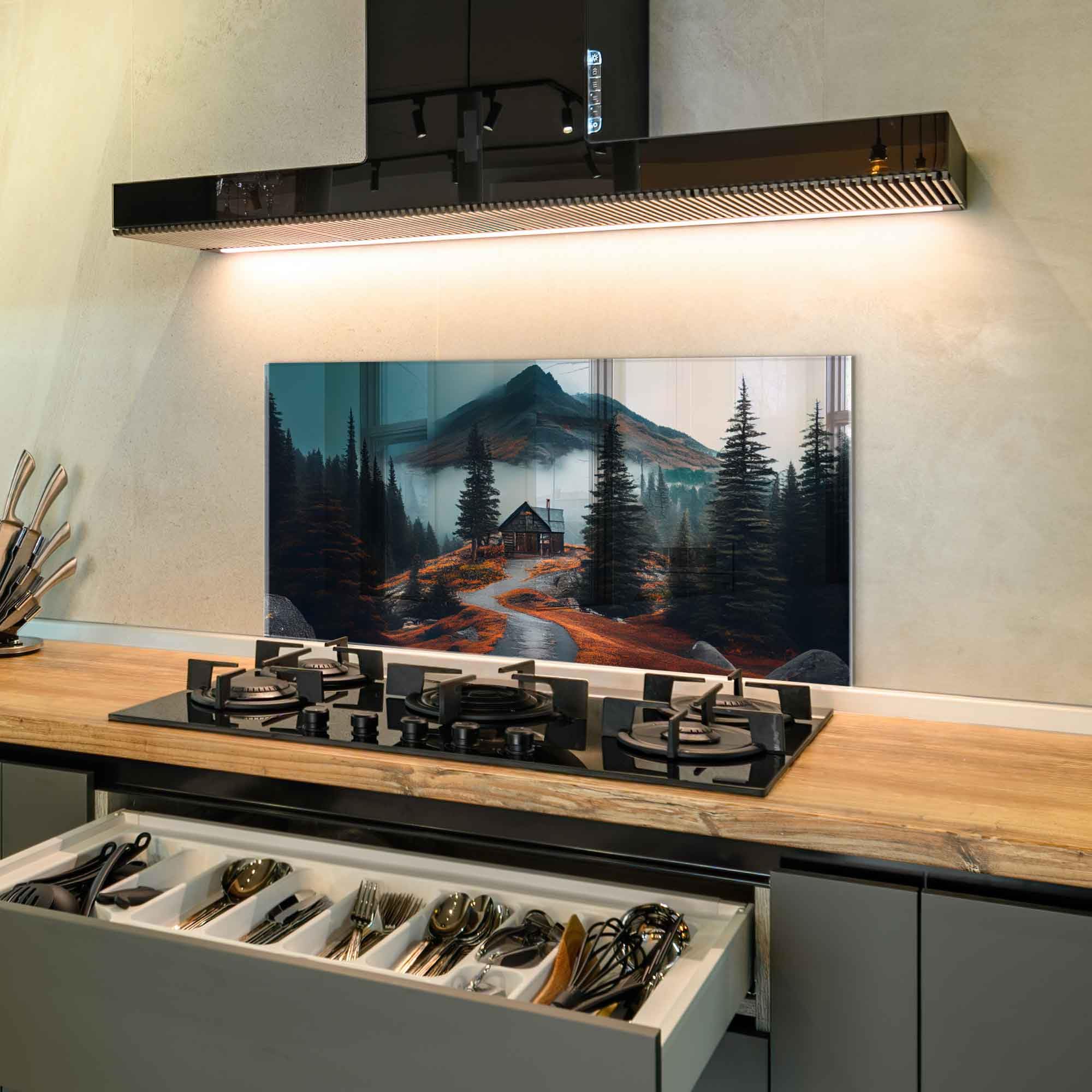 Tempered Glass Kitchen Backsplash - 30x18 Inch Heat-Resistant Stove Splash Guard, Wall Decor for Sink & Countertop Protection - Perfect for Modern Home & Apartment Kitchens