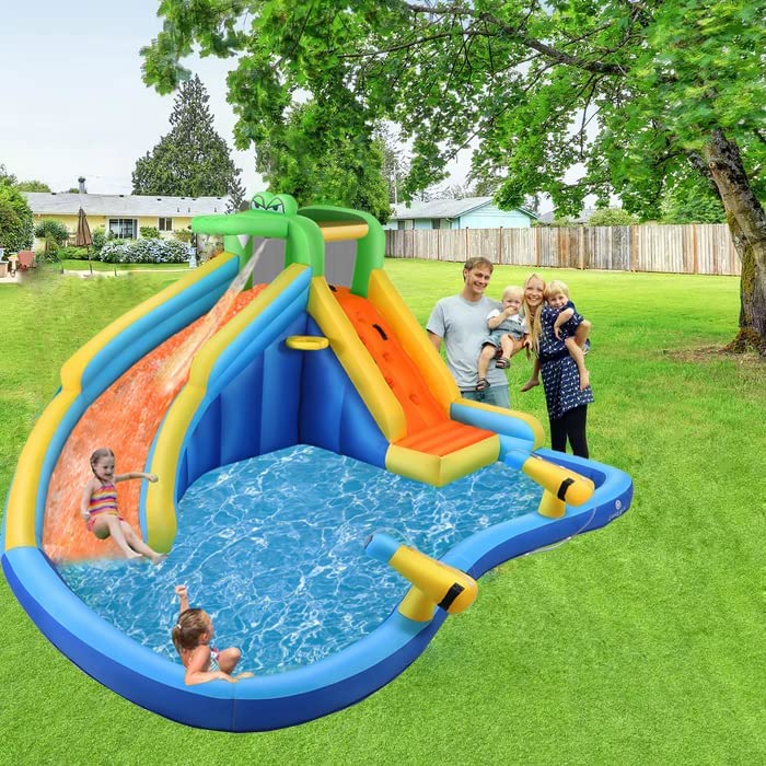 **AKEYDIY Inflatable Water Slide Park with Splash Pool, Water Gun, Ball Shooting & Climbing Wall - Kids Bounce House for Backyard, Summer Parties & Outdoor Fun**    *(Perfect for Birthdays, Family Gatherings, and Summer Water Play!)*