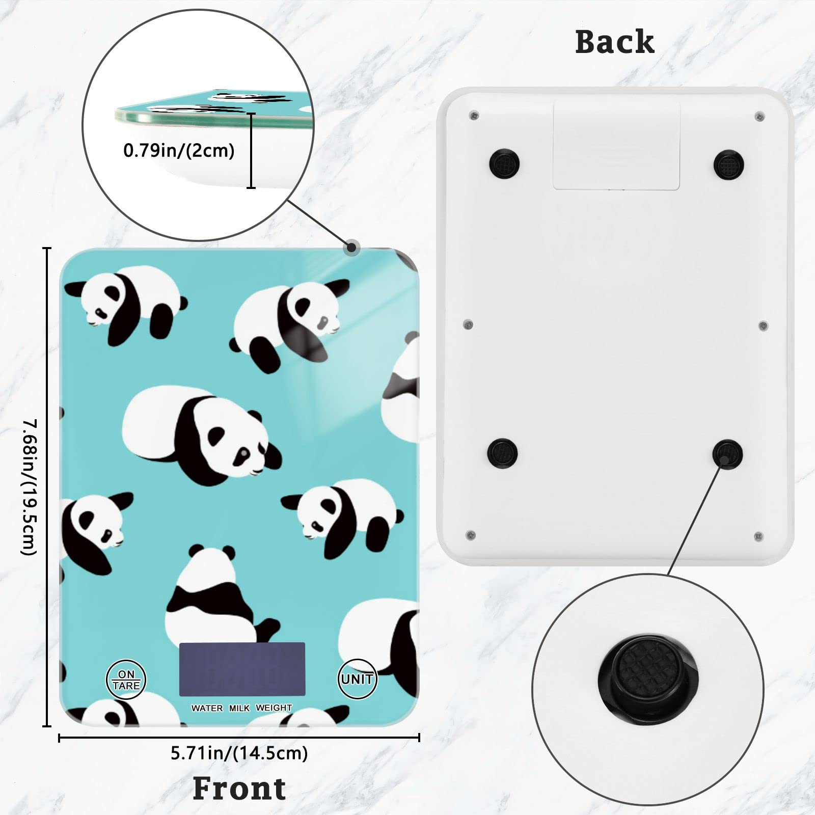 Waterproof Digital Kitchen Scale with Cute Cartoon Panda Design - Precise Food Scale in Ounces & Grams for Weight Loss, Baking, Cooking | Perfect for Home Kitchen, Meal Prep, and Portion Control