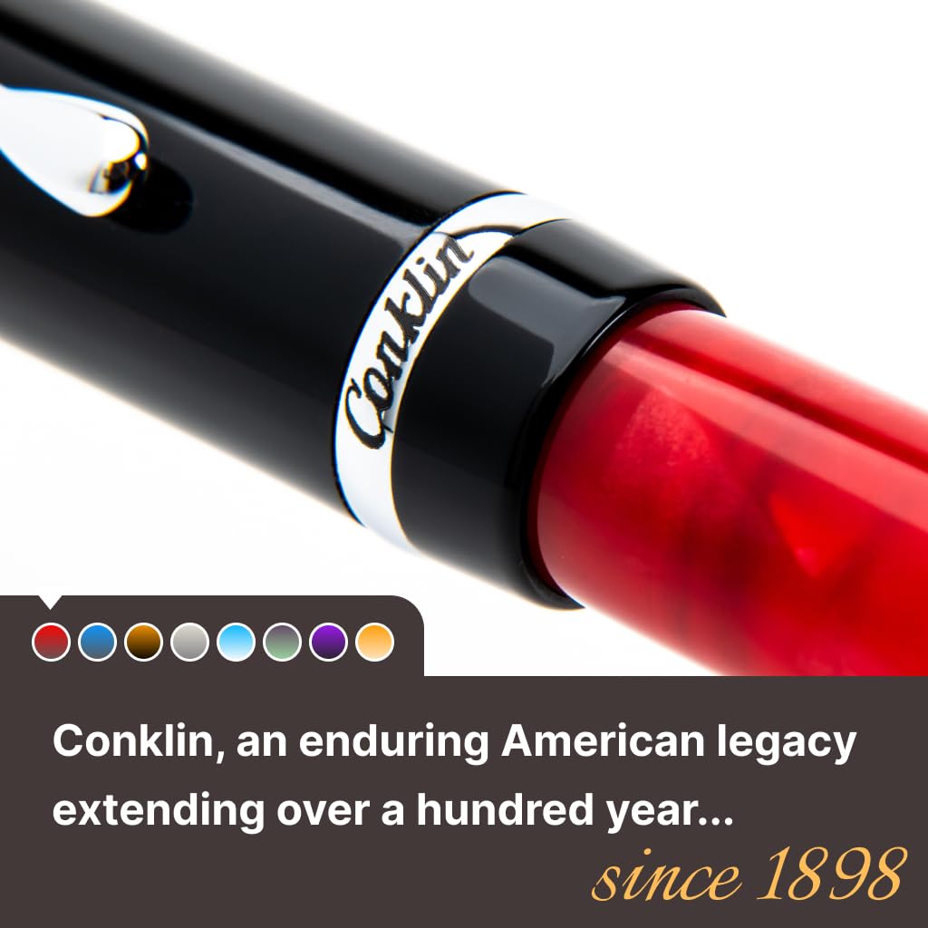 Conklin Duragraph Fountain Pen - Red Nights Fine Nib Luxury Writing Instrument with Bold Red Finish | Perfect for Calligraphy, Journaling & Signature Writing