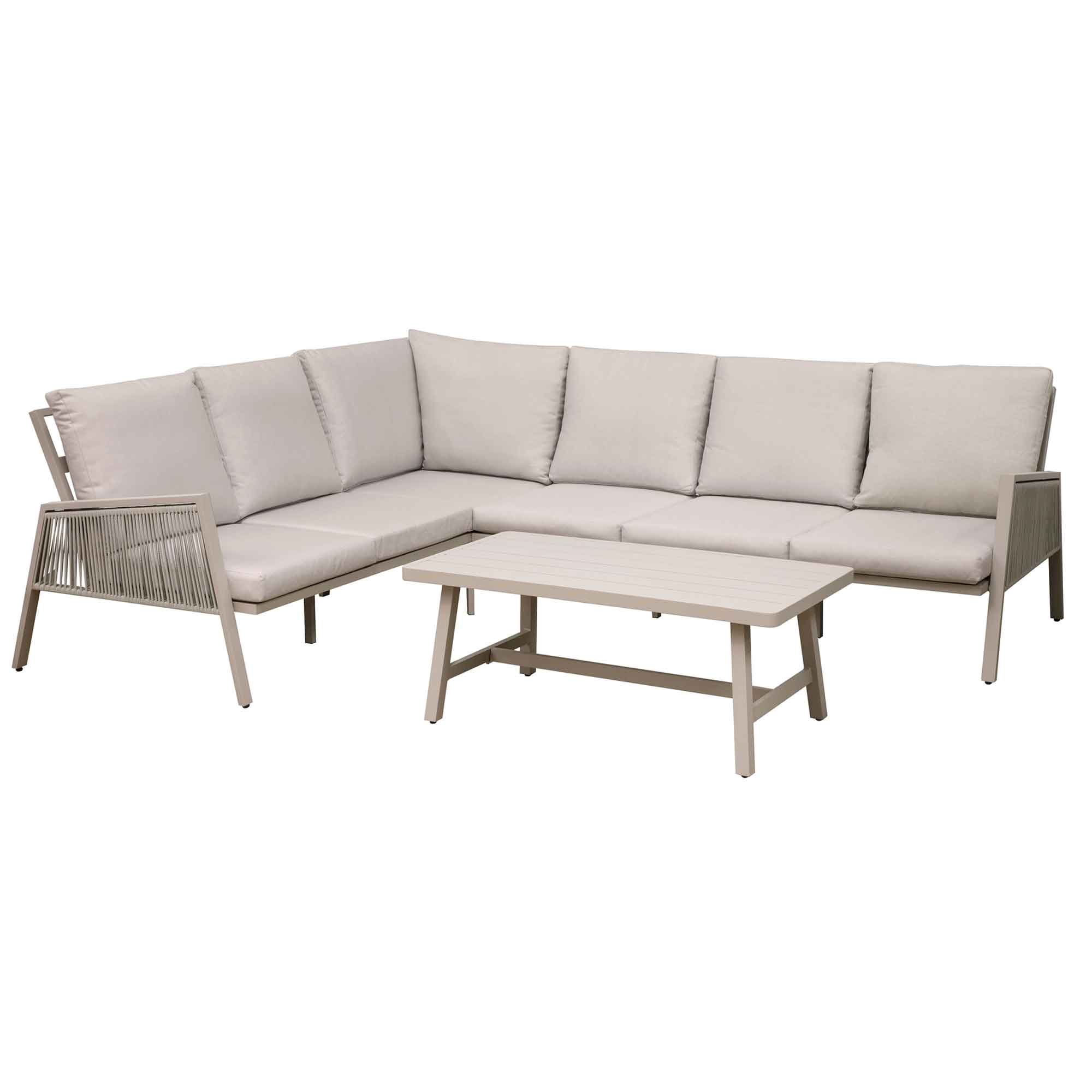 Fusion 4-Piece Outdoor Aluminum Corner Sofa Set in Light Grey DG57 - Perfect for Patio, Garden & Backyard Relaxation