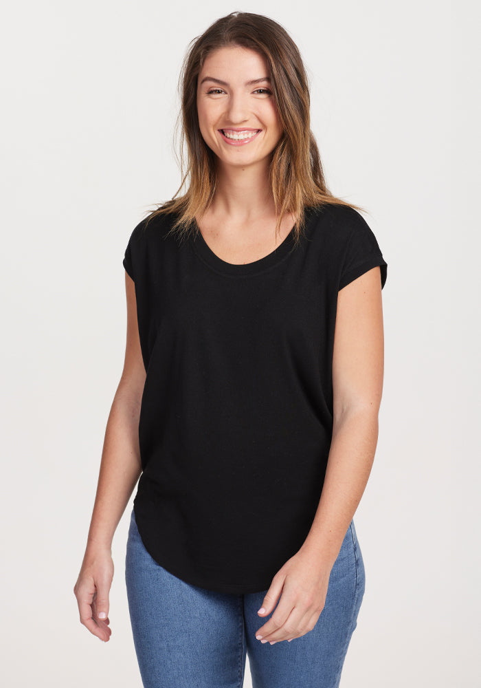 Gabi Tunic Top for Women - Stylish Black Blouse for Casual & Office Wear | Flowy Loose Fit Tunic Shirt | Perfect for Layering, Work & Everyday Outfits
