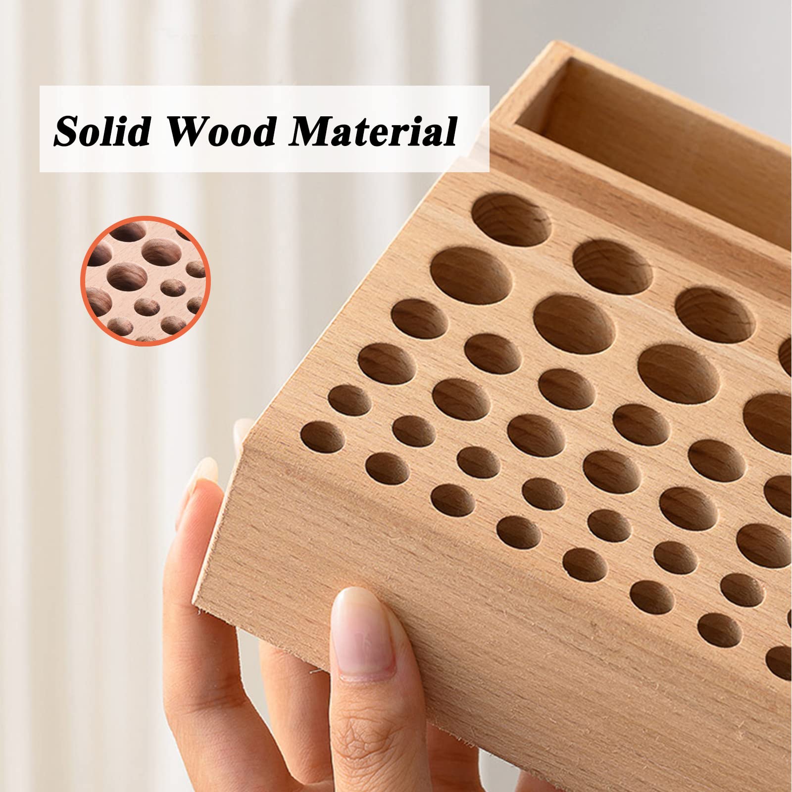 Premium Leather Craft Tool Organizer - 98 Hole Wooden Leatherworking Tool Stand with 3 Storage Slots | Large Leather Craft Storage Rack for Sewing, Stamping & Carving Tools | Perfect for Workshops & DIY Leather Projects