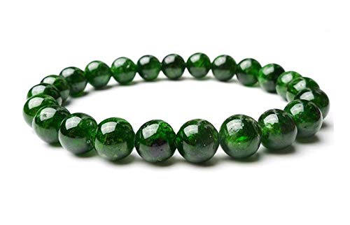 Precious-GEMS Chrome Diopside Crystal Gemstone Stretch Bracelet - Natural Healing Beaded Bracelet for Women & Men | Yoga, Meditation & Everyday Wear Jewelry