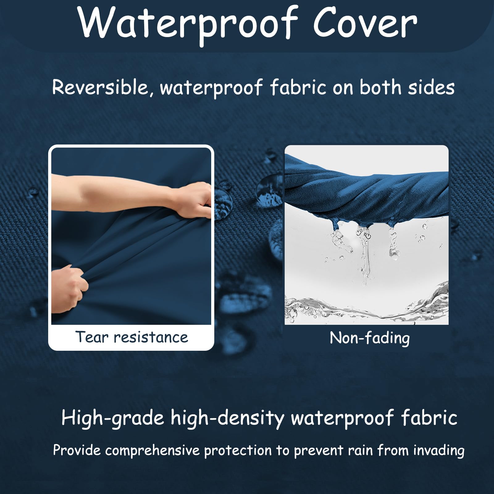 Waterproof Outdoor Sectional Couch Cushion Covers - 12 Piece Navy Blue Replacement Slipcovers with Zipper for Rattan Garden Furniture - Perfect for Patio, Deck, Poolside & Backyard Relaxation