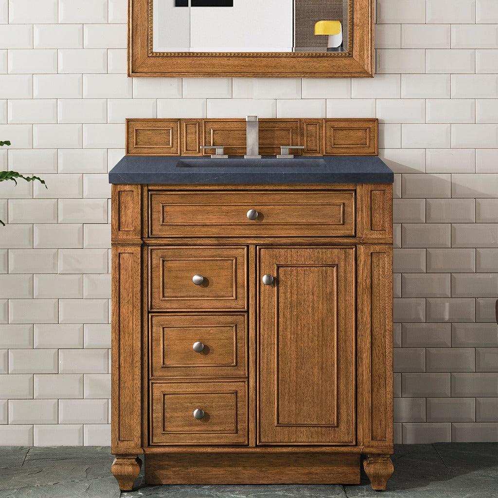 James Martin Vanities Bristol Collection 30-Inch Single Bathroom Vanity in Saddle Brown with Optional Countertops - Perfect for Modern Master Bathrooms and Guest Bathroom Renovations