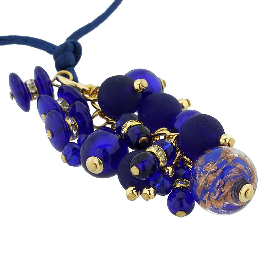 Stunning Blue Murano Glass Charms Necklace - Handmade Venetian Glass Jewelry with Stardust Effect - Perfect for Gifts, Weddings & Special Occasions
