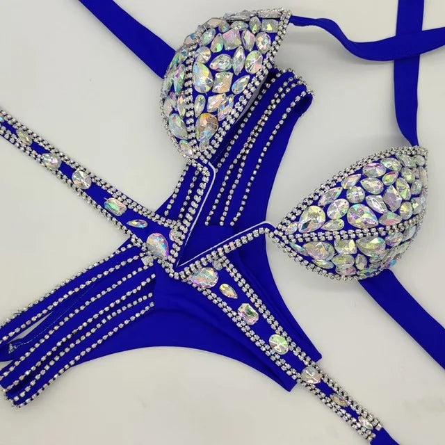 2020 Venus Vacation V-Neck Rhinestone Bikini Set - Push Up Swimsuit with Bling Stones for Women | Perfect for Beach Vacations, Pool Parties & Summer Getaways