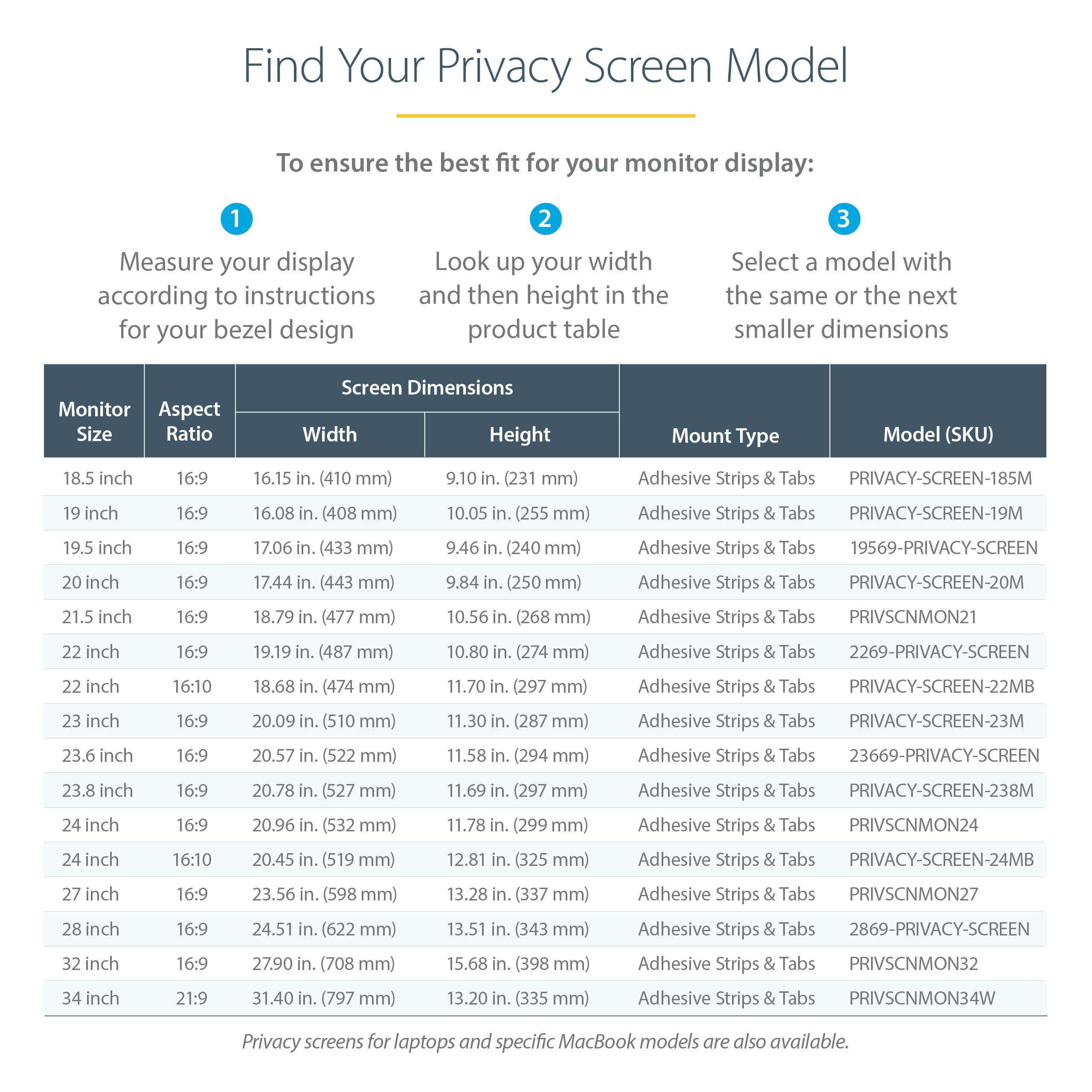 StarTech.com 21.5 Inch Widescreen Monitor Privacy Screen - Anti-Glare Computer Security Filter with Blue Light Blocking for Office & Home Use