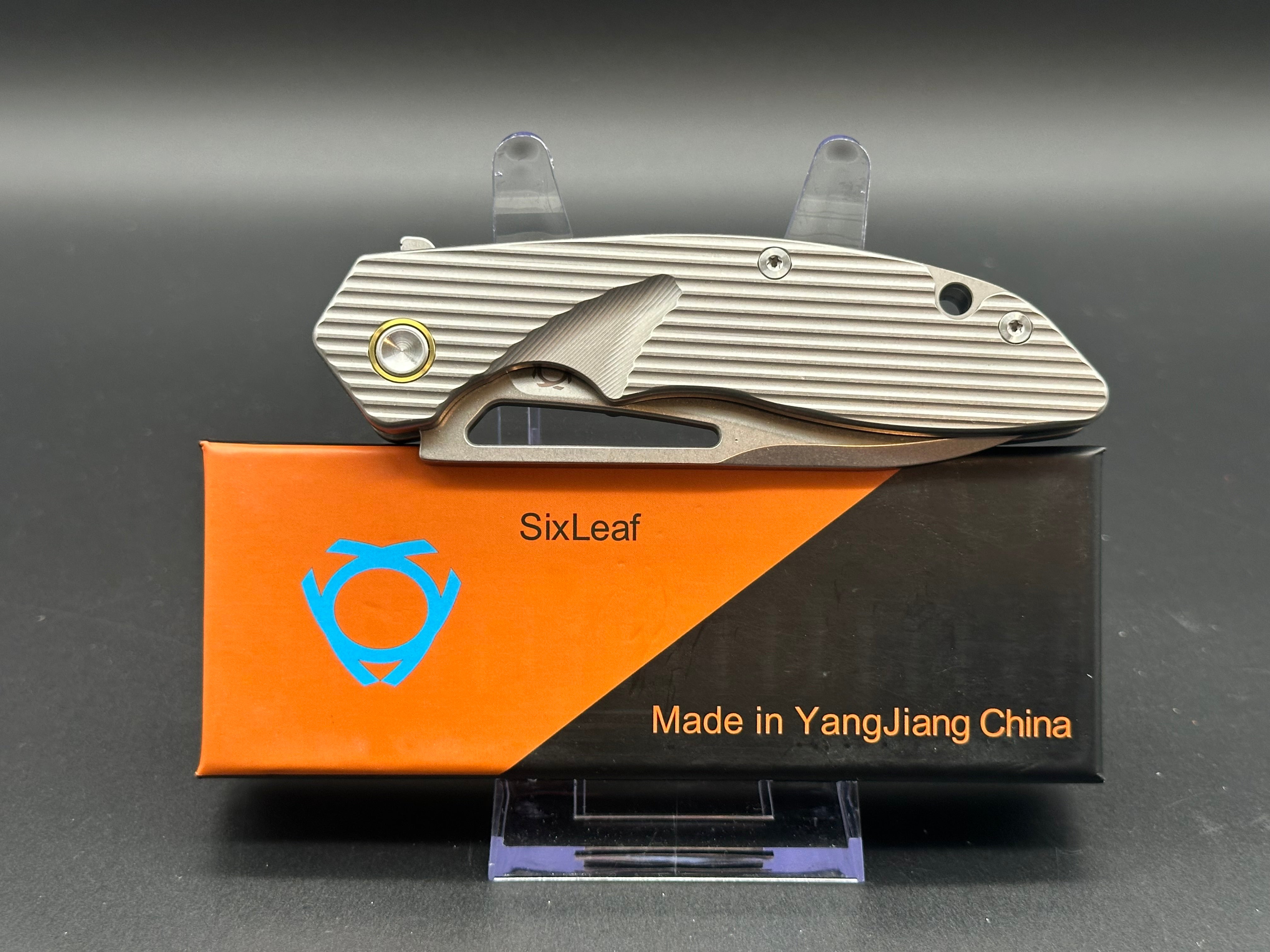SIXLEAF SL 29B Rattlesnake Design Titanium Pocket Knife - CPM 20CV Blade Steel | EDC, Outdoor Camping, Hunting & Survival Gear