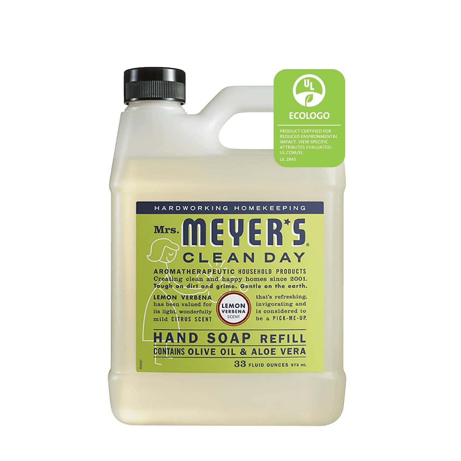 Mrs. Meyer's Clean Day Liquid Hand Soap Refill - 33 oz, Cruelty Free & Biodegradable Formula with Lemon Verbena Scent | Gentle on Skin, Perfect for Kitchen, Bathroom & Office Use