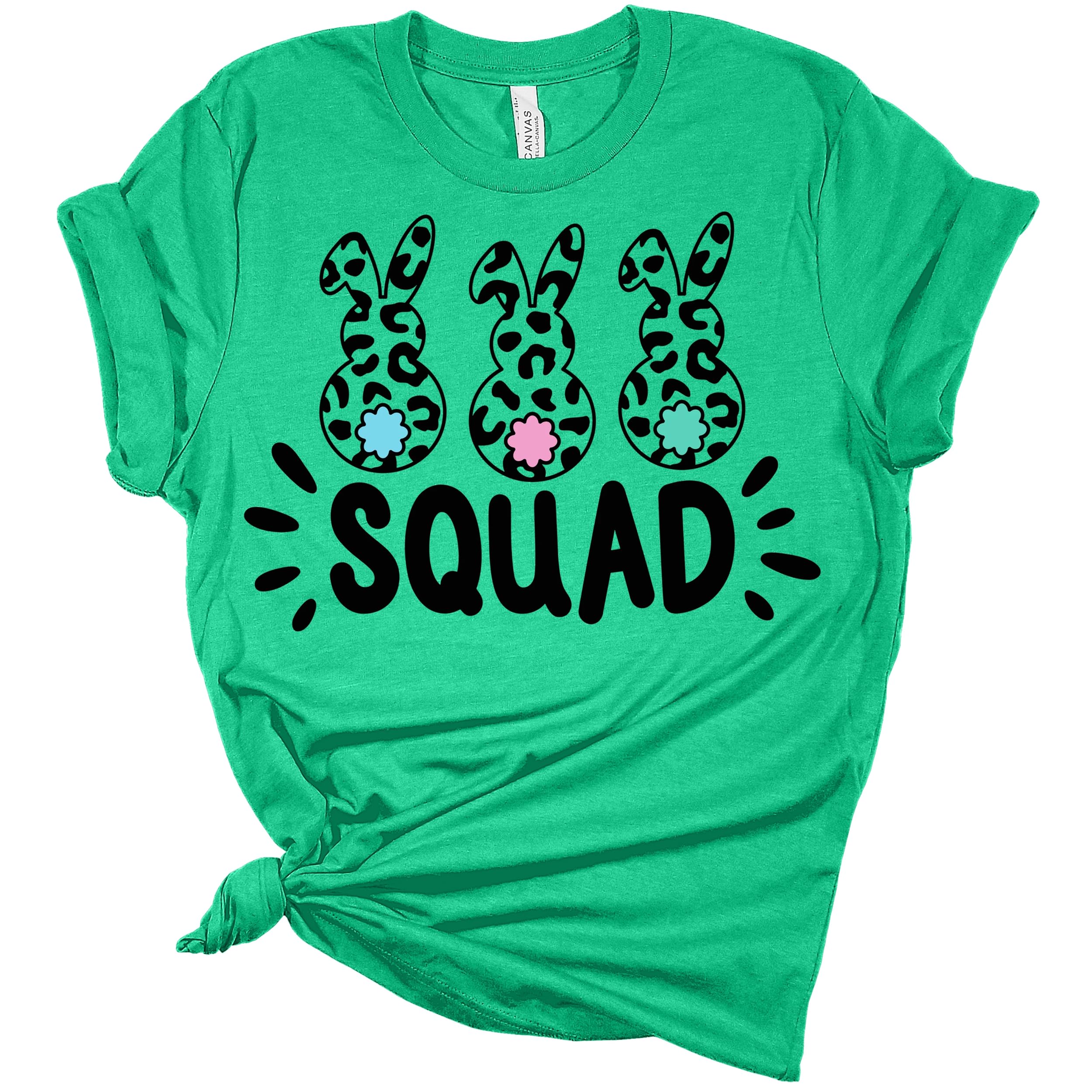 Women's Easter Bunny Squad Graphic T-Shirt - Funny Cute Easter Tee for Women - Perfect for Easter Parties, Family Gatherings & Spring Outfits