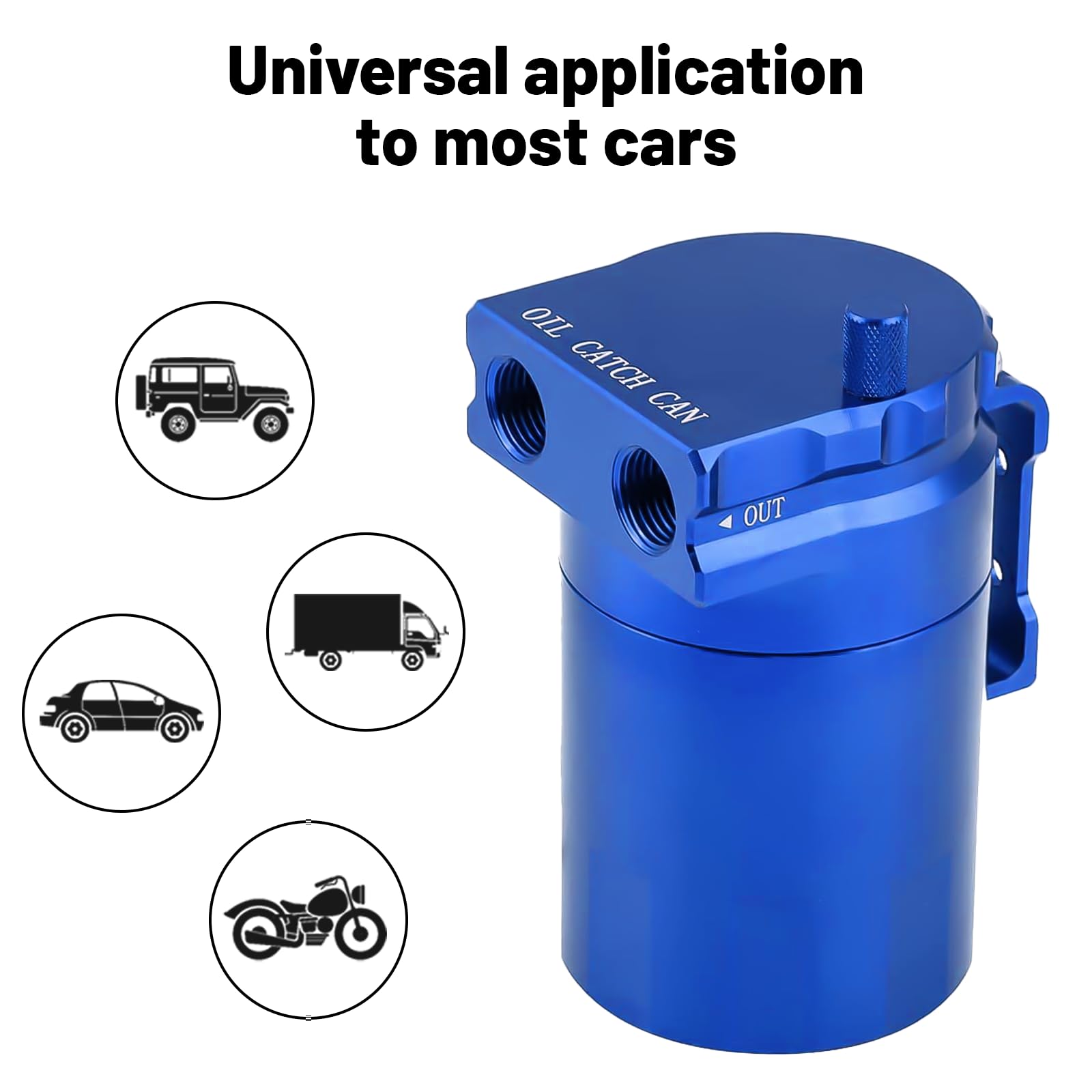 350ml Universal Aluminum Oil Catch Can Kit with Baffled Reservoir - 3/8