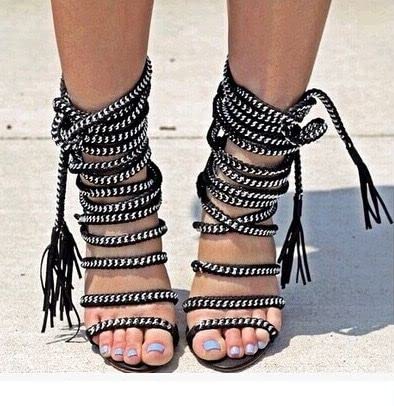 Sexy RLH1 Rope Lace Up High Heel Sandals for Women - Strappy Stiletto Heels with Ankle Strap (Size 9, Black) | Perfect for Date Nights, Parties, and Fashion Travel Wear