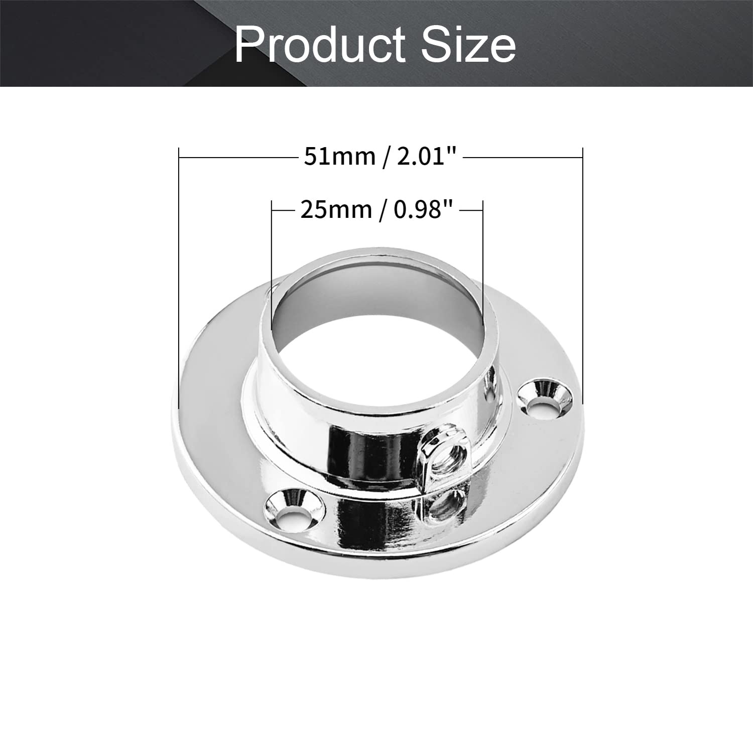MroMax Closet Wardrobe Rod Flange - 51mm/2.01