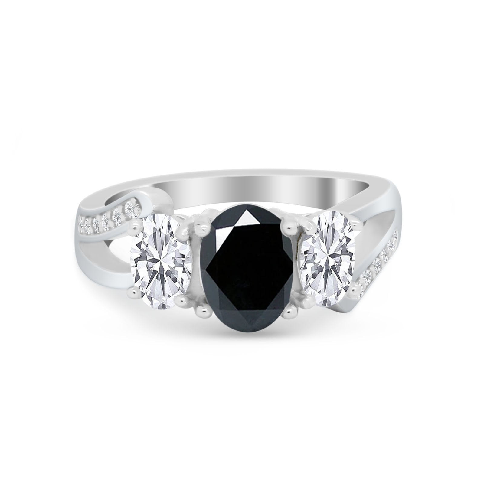 3 Stone Oval Wedding Ring - 925 Sterling Silver Cubic Zirconia Engagement Band for Women | Perfect for Bridal, Anniversary & Special Occasion Gifts