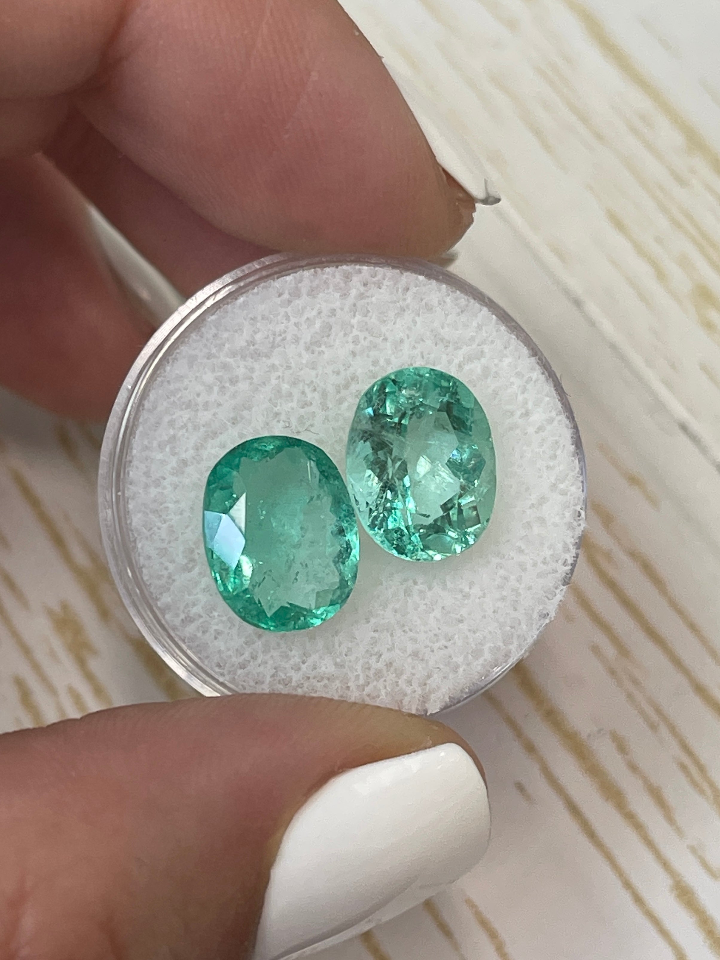 7.49tcw 11x9mm Matching Pair of Loose Colombian Emerald Gemstones - Oval Cut Natural Green Emeralds for Jewelry Making, Engagement Rings & Luxury Gifts