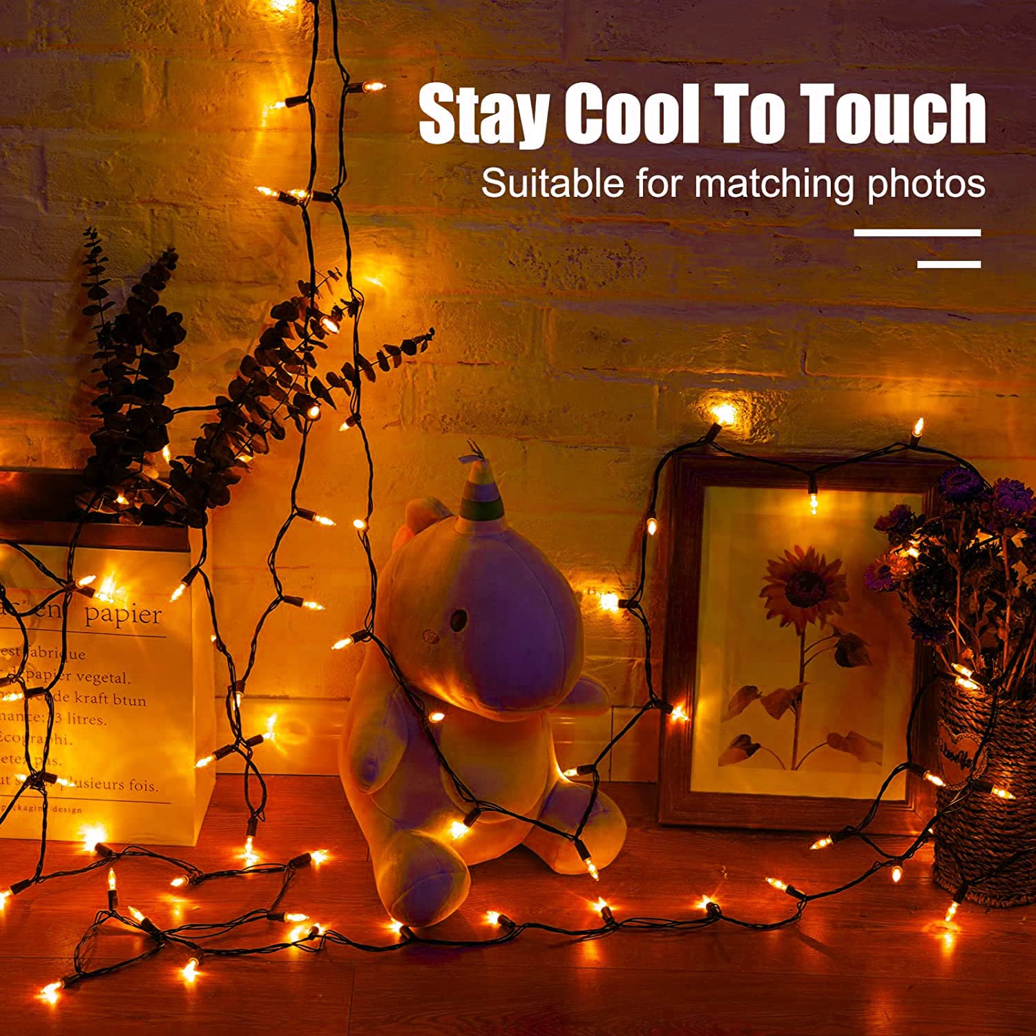33ft 100 LED Orange Outdoor String Lights - 8 Lighting Modes, Waterproof Plug-in Mini Lights for Garden, Patio, Party, Wedding & Christmas Tree Decorations - Perfect for Backyard, Holiday, and Special Event Lighting