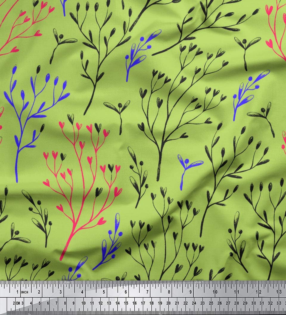 Soimoi Moss Georgette Green Fabric by The Yard - 44 Inch Wide Hoya Kerrii Leaves Printed Fabric - Botanical Home Decor Fabric for Curtains, Dresses & DIY Crafts