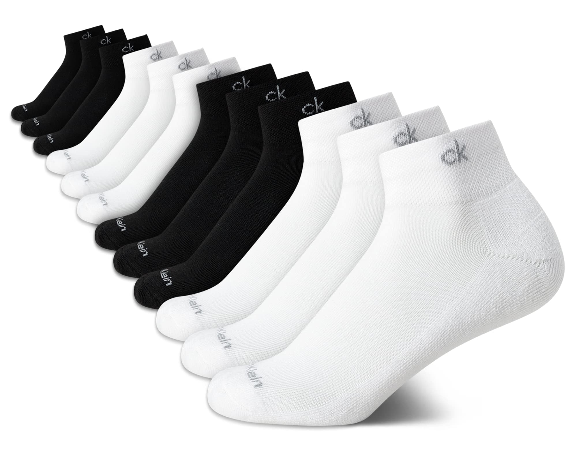 Calvin Klein Women's Quarter Socks 12-Pack - Cushioned Athletic Ankle Socks for Running, Gym & Sports - Breathable Cotton Blend Comfort Socks (Size 4-10) - Perfect for Workouts, Yoga & Everyday Wear