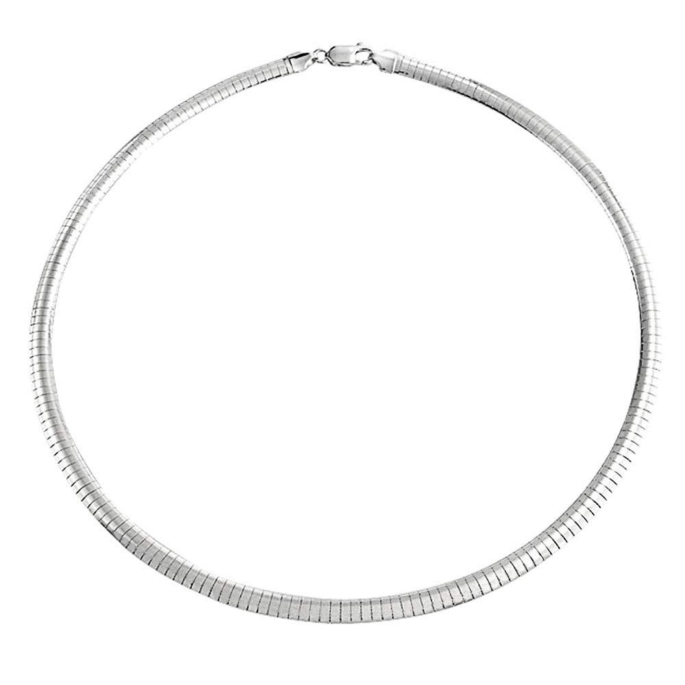 Verona Jewelers 925 Sterling Silver Italian Flat Omega Chain Necklace - 2MM 3MM 4MM 6MM 8MM Width Options | Flexible Cubetto Wire Design | 16 18 20 Inch Lengths | Perfect for Layering, Gift Giving & Everyday Elegance
