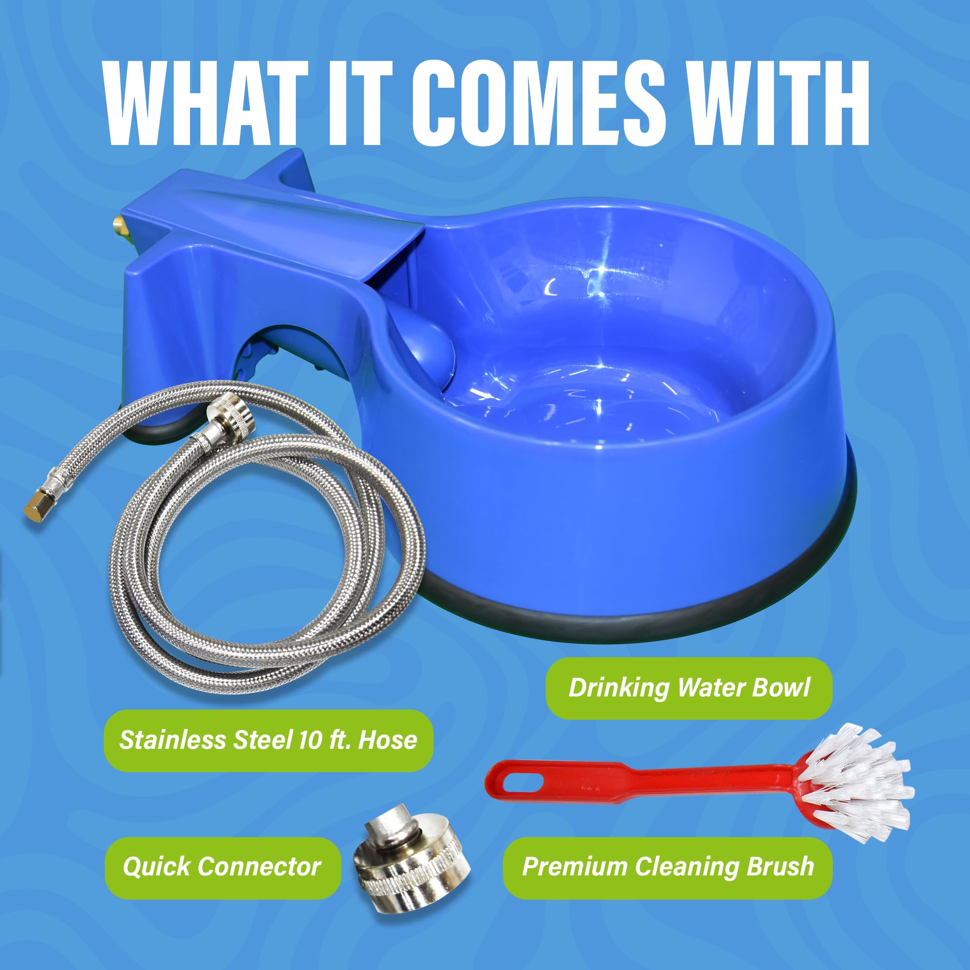 Stainless Steel Pet Water Bowl with 10ft Hose - Automatic Dog Cat Water Dispenser for Indoor Outdoor Use