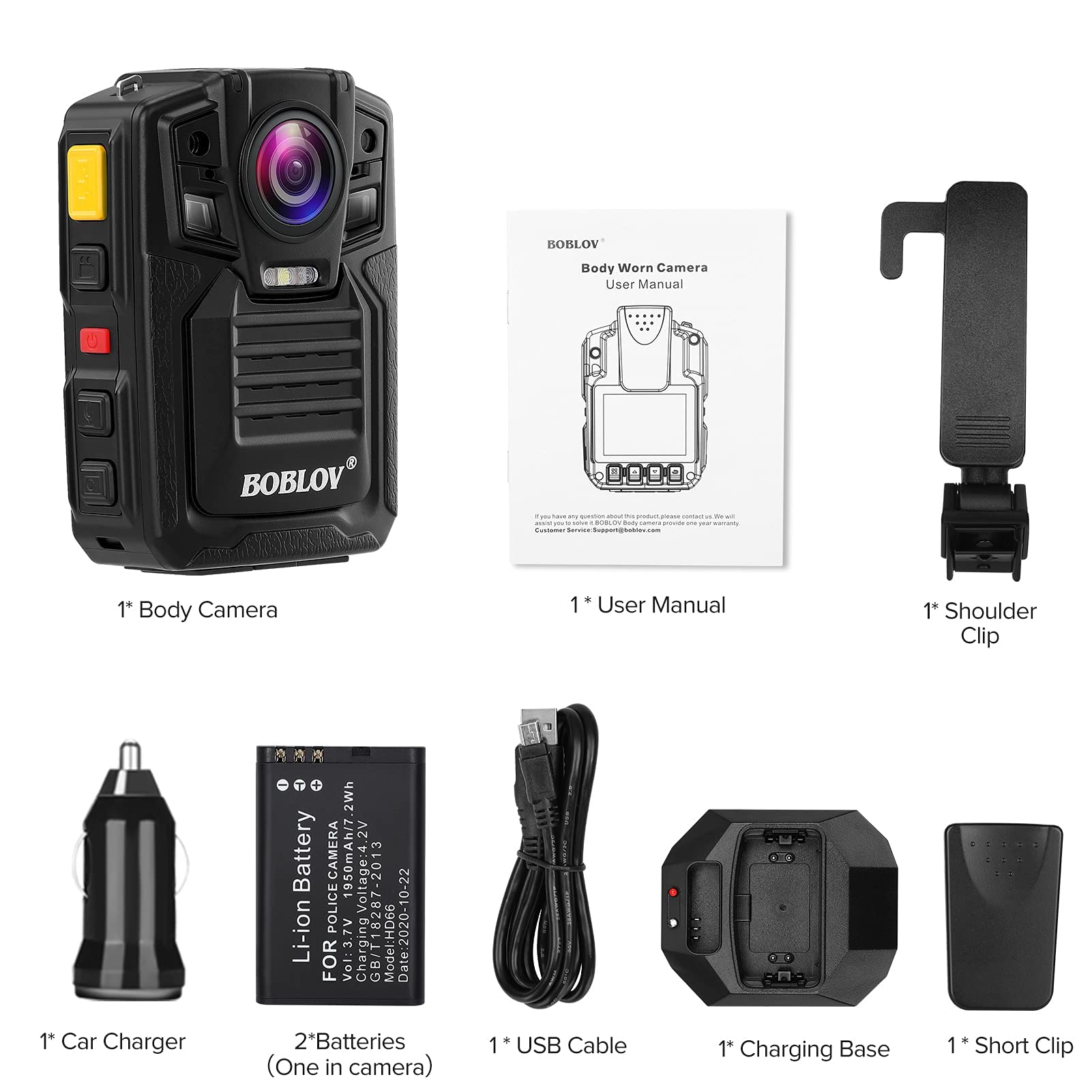 BOBLOV D7 2K Body Camera with 128GB Storage & GPS - IP67 Waterproof Security Camera with 170° Wide Angle, Night Vision, Audio/Video Recording - Includes 2x 1950mAh Batteries & Charging Dock - Ideal for Law Enforcement, Security Guards, Event Staff & Personal Safety