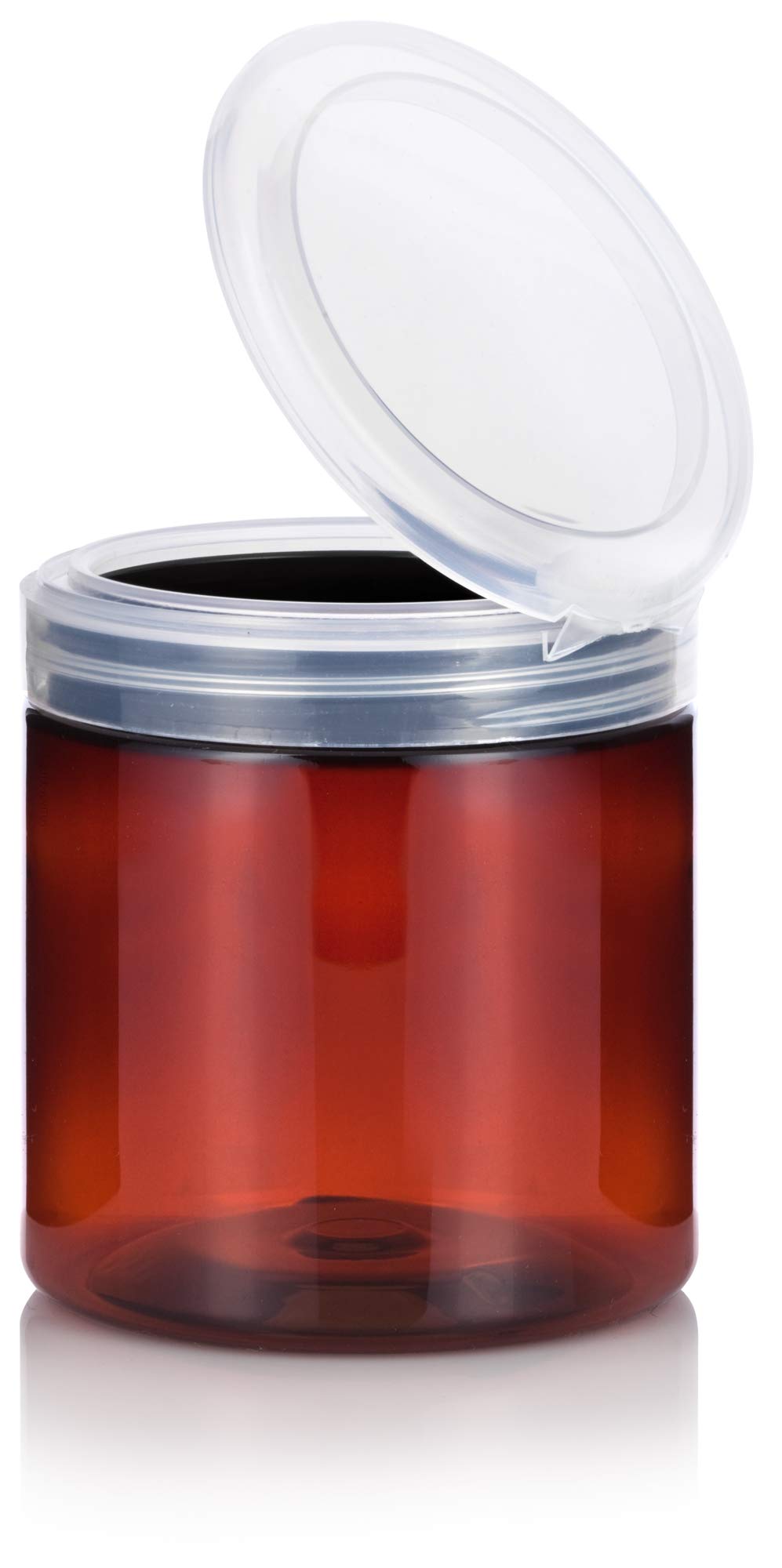 JUVITUS 8oz Amber PET Jars with Flip Top Caps (12-Pack) for Spices & Crafts