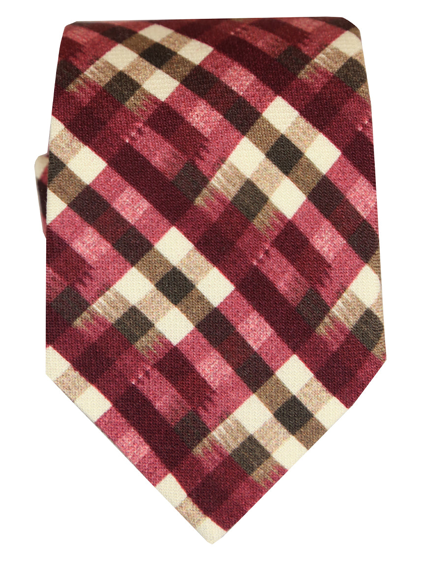 DÉCLIC Enkel Tie - Beige & Red Striped Silk Necktie for Men | Perfect for Weddings, Business Meetings & Formal Events