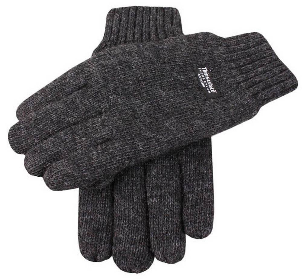 Men's Plain Knitted Gloves - Charcoal Gray Winter Warm Touchscreen Gloves for Outdoor Activities, Driving & Daily Use