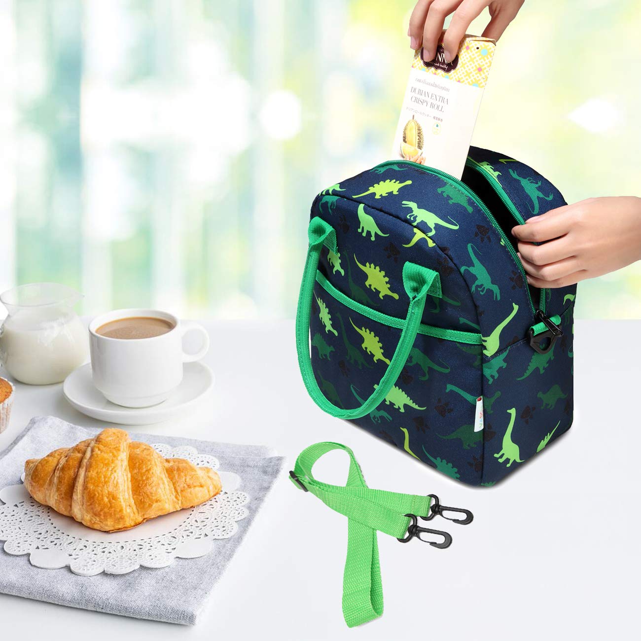 VASCHY Insulated Lunch Box Bag for Kids - Lightweight Dinosaur Lunch Tote for Boys & Girls - Perfect for School, Daycare & Kindergarten - Keep Meals Fresh & Fun