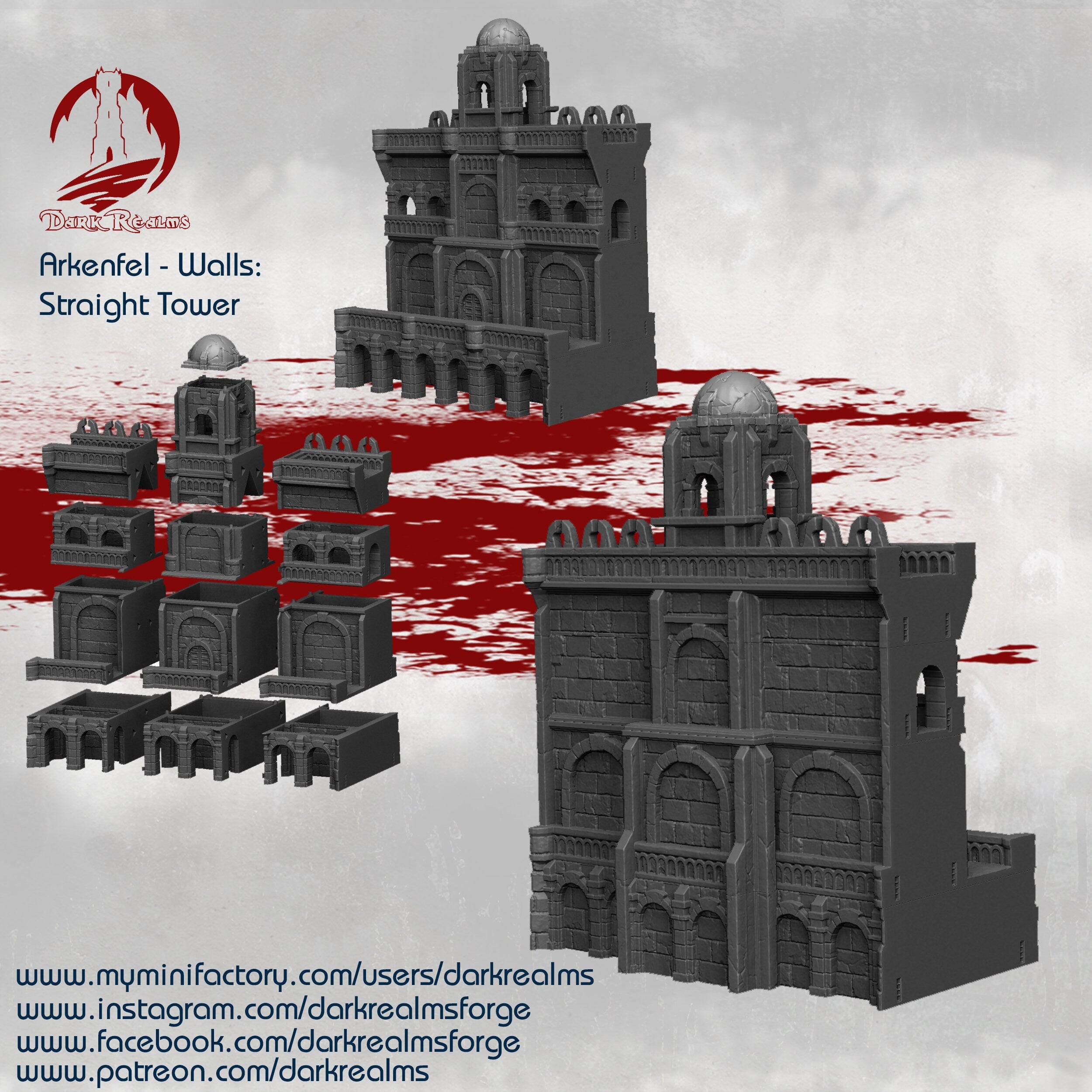 28mm Scale Modular Walls System for Dungeons and Dragons - Fantasy RPG Terrain Wall Sets for Tabletop Gaming & D&D Battle Maps