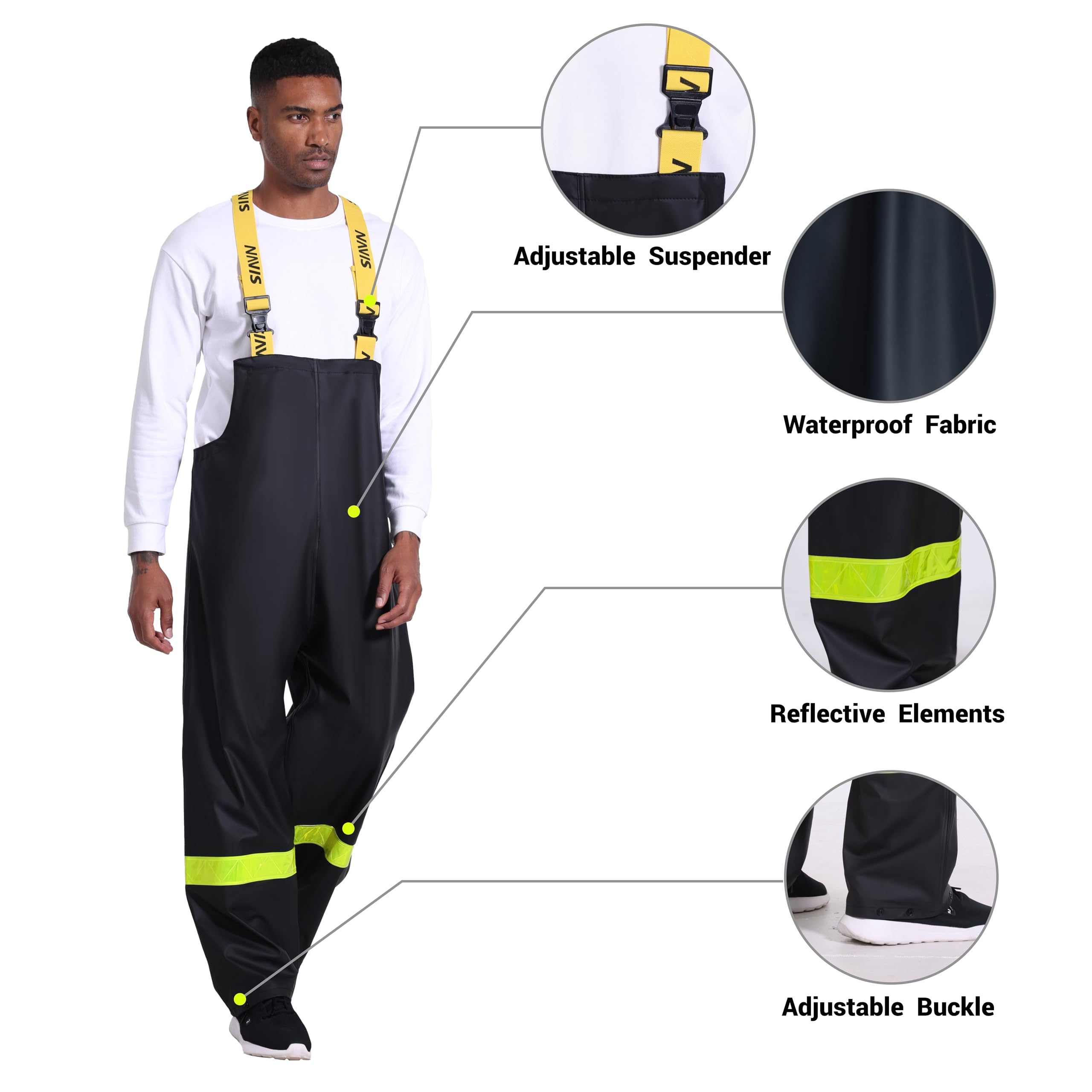 Men's Waterproof Workwear Rain Suit Set - PRO Jacket & Bib Overalls for Outdoor Construction, Fishing & Heavy Duty Protection | Durable Safety Gear for All Weather Conditions