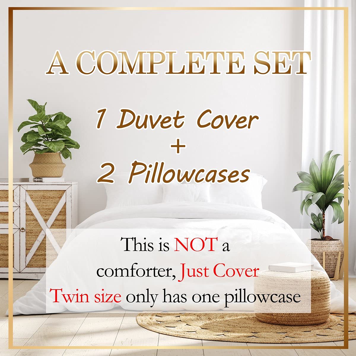 RV Camper Queen Size Duvet Cover Set - Happy Camping Green & Blue Striped Farmhouse Style Bedding with 2 Pillow Shams | Ultra Soft Breathable Microfiber for Teens & Youth | Perfect for RV Trips, Camping Adventures & Cozy Cabin Stays