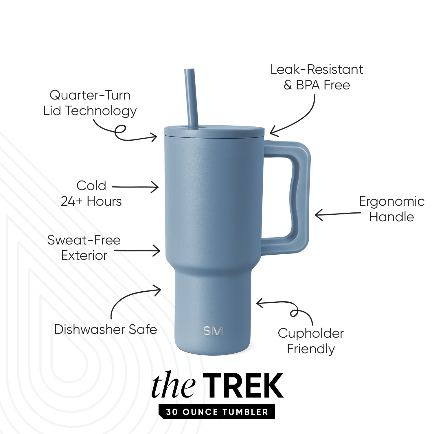 Premium Trek Tumbler 30oz Stainless Steel Vacuum Insulated Water Bottle - Keeps Drinks Hot/Cold for 24 Hours - Leakproof & Sweatproof - Perfect for Hiking, Camping & Outdoor Adventures
