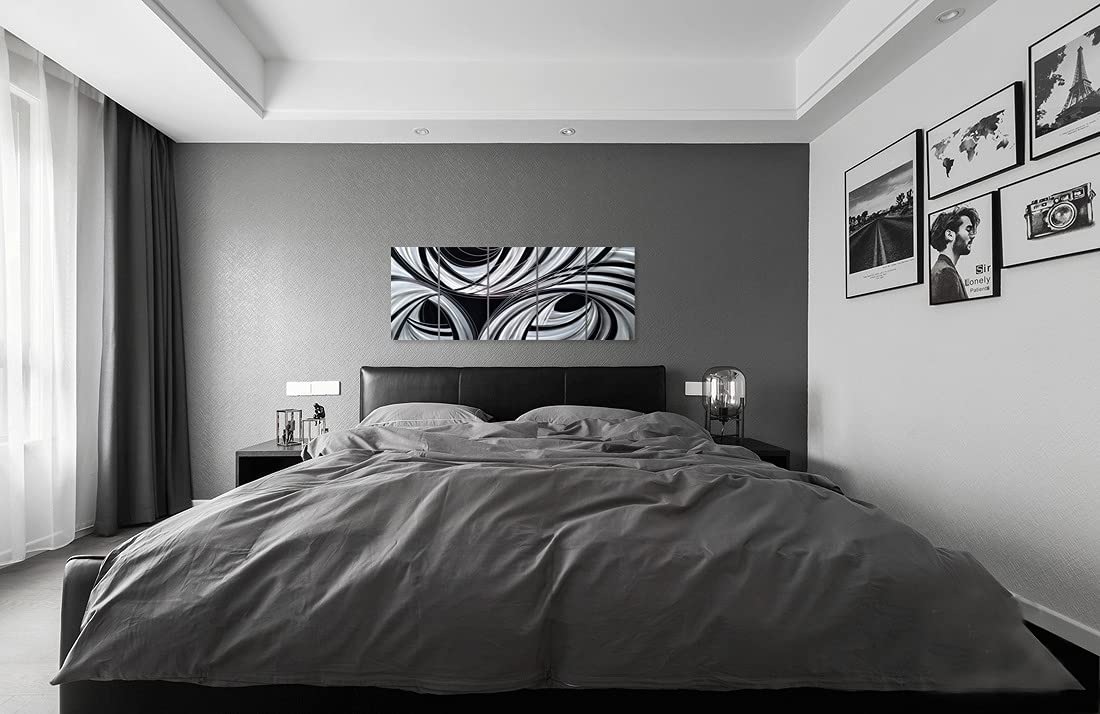 Handcrafted Abstract Black and White Metal Wall Art - Modern Aluminum Sculpture for Living Room, Bedroom & Dining Room Decor | Contemporary Home Accent for Office & Gallery Spaces