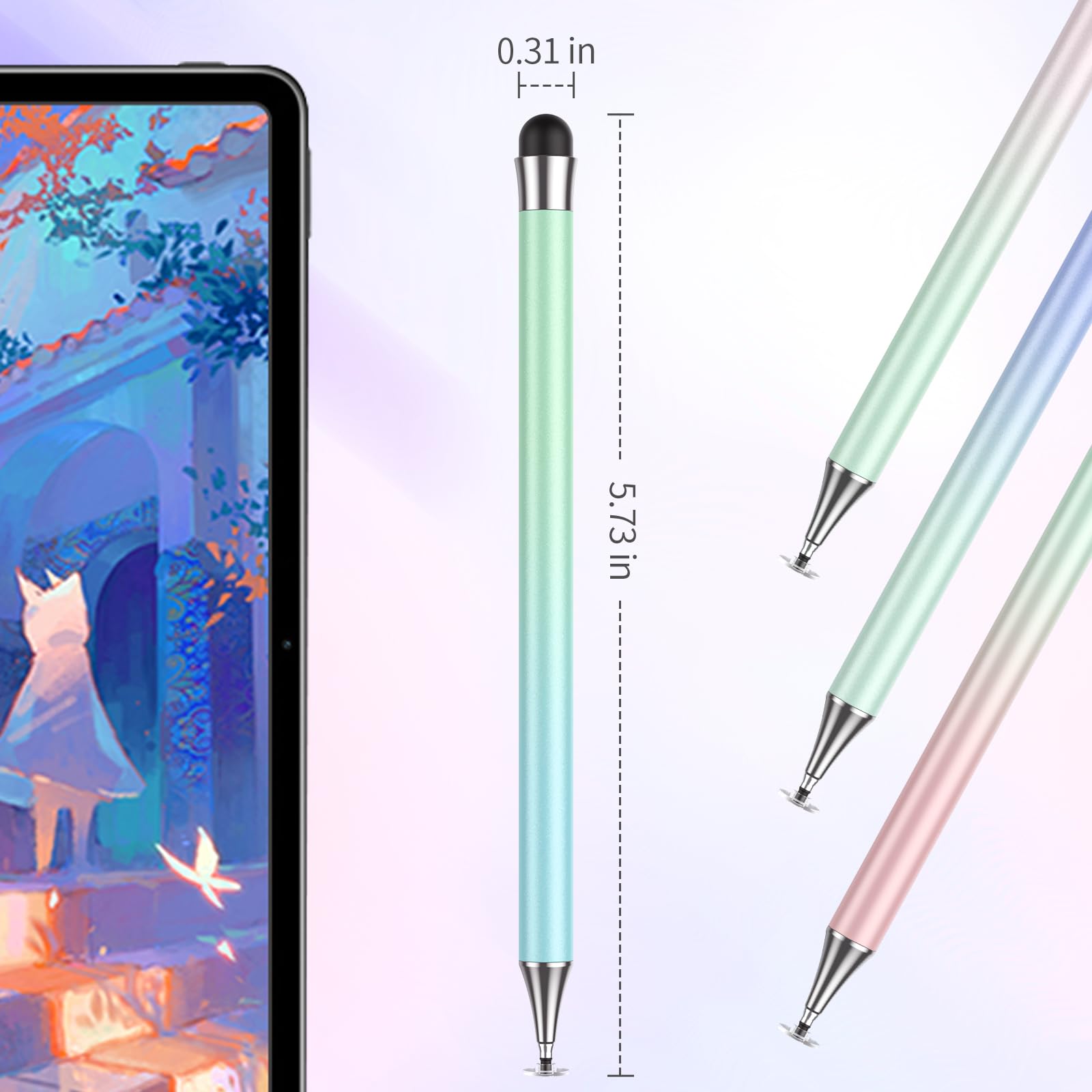 4-Pack Stylus Pens for iPad, iPhone & Android Tablets - 2-in-1 Disc & Fiber Tip Touch Screen Pen | Compatible with Apple Pencil & All Capacitive Screens | Perfect for Drawing, Note-Taking & Digital Signatures