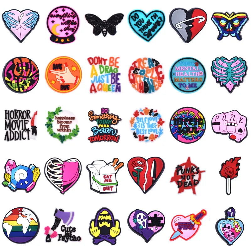 Punk Skeleton Shoe Charms for Crocs - Horror Badge Decorations for Women, Men & Kids - 1pc Shoe Buckle Pins for Clogs & Jeans Shoes - Perfect for Halloween Costumes & Alternative Fashion