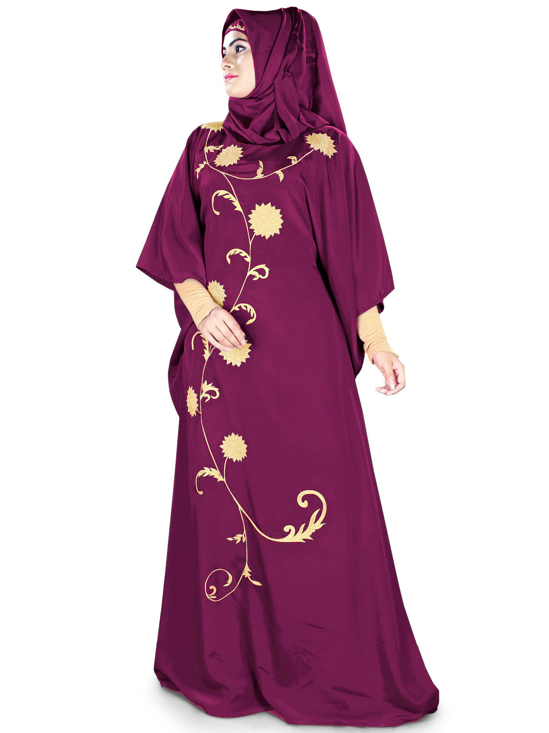 Elegant Aiza Kaftan Dress for Women - Flowy Boho Maxi Dress with Embroidery - Perfect for Beach, Vacation & Summer Outfits
