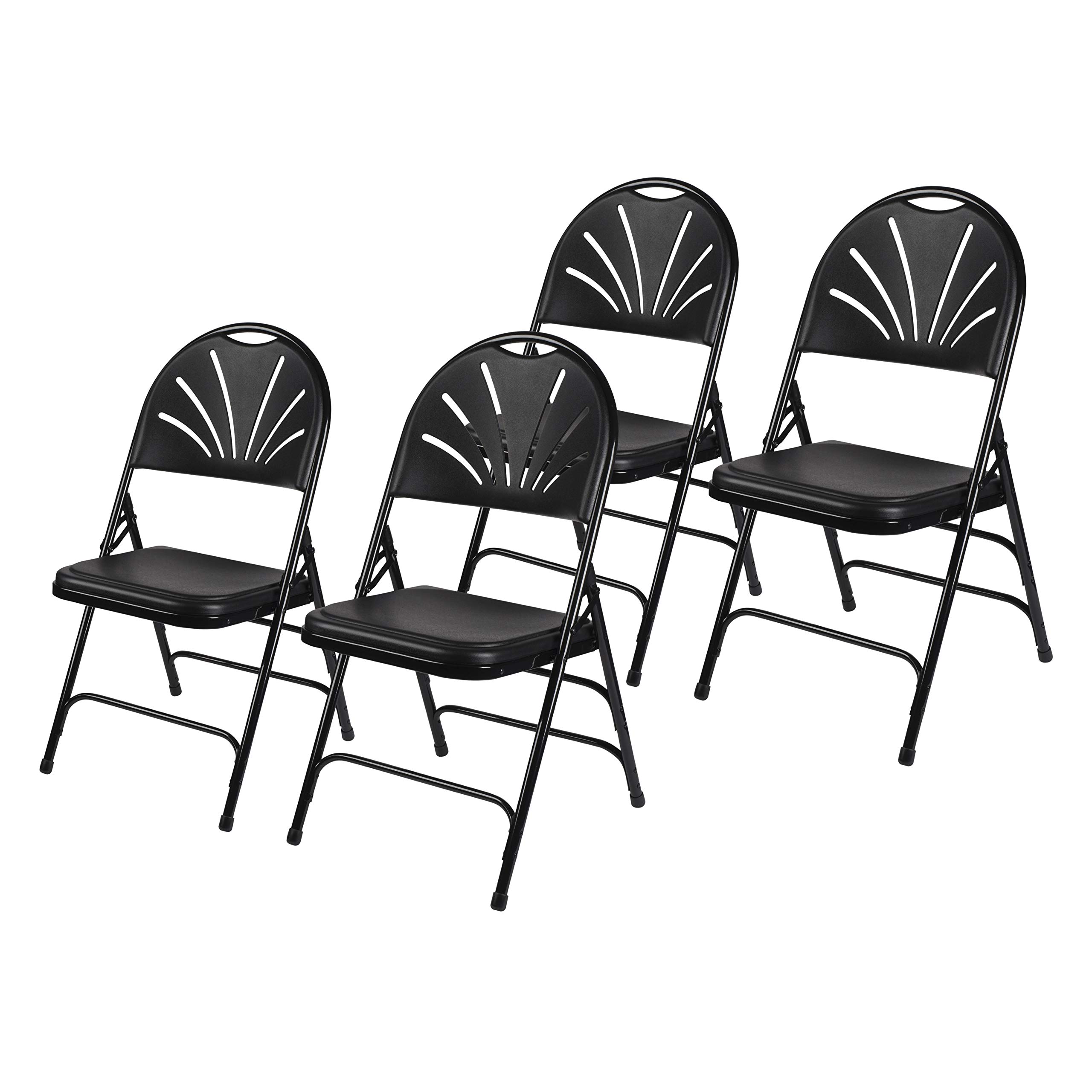 OEF Furnishings Heavy-Duty Folding Chair 500 lb Capacity - Black Steel Frame Stackable Chair with Triple Bracing, Ergonomic Design for Indoor Outdoor Events, Parties, Camping & Home Use