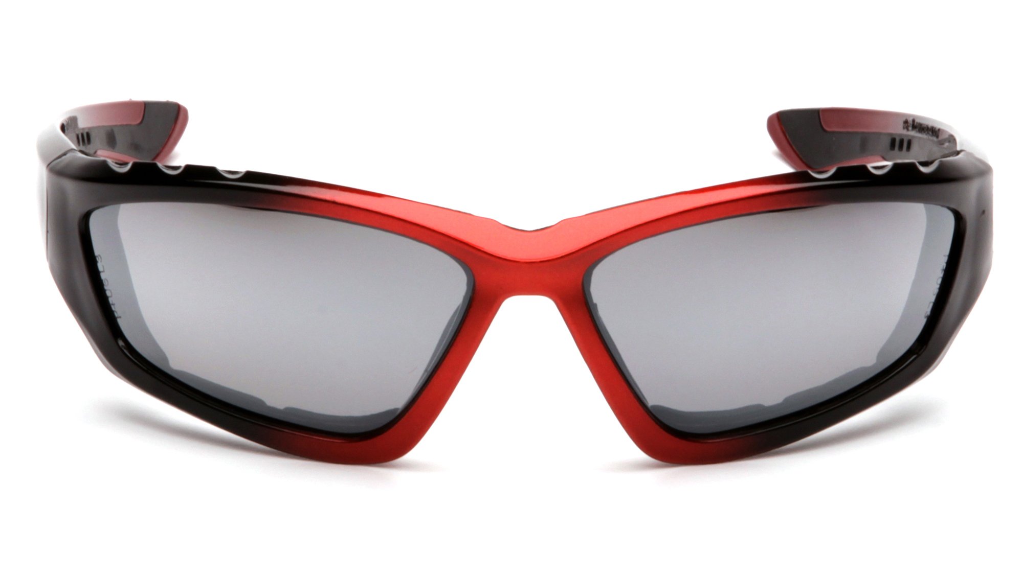 12-Pair Pyramex Accurist Safety Glasses - Black/Red Padded Frame with Silver Mirror Lens (SBR8770DP) - ANSI Z87.1 Certified for Construction, Woodworking & DIY Projects