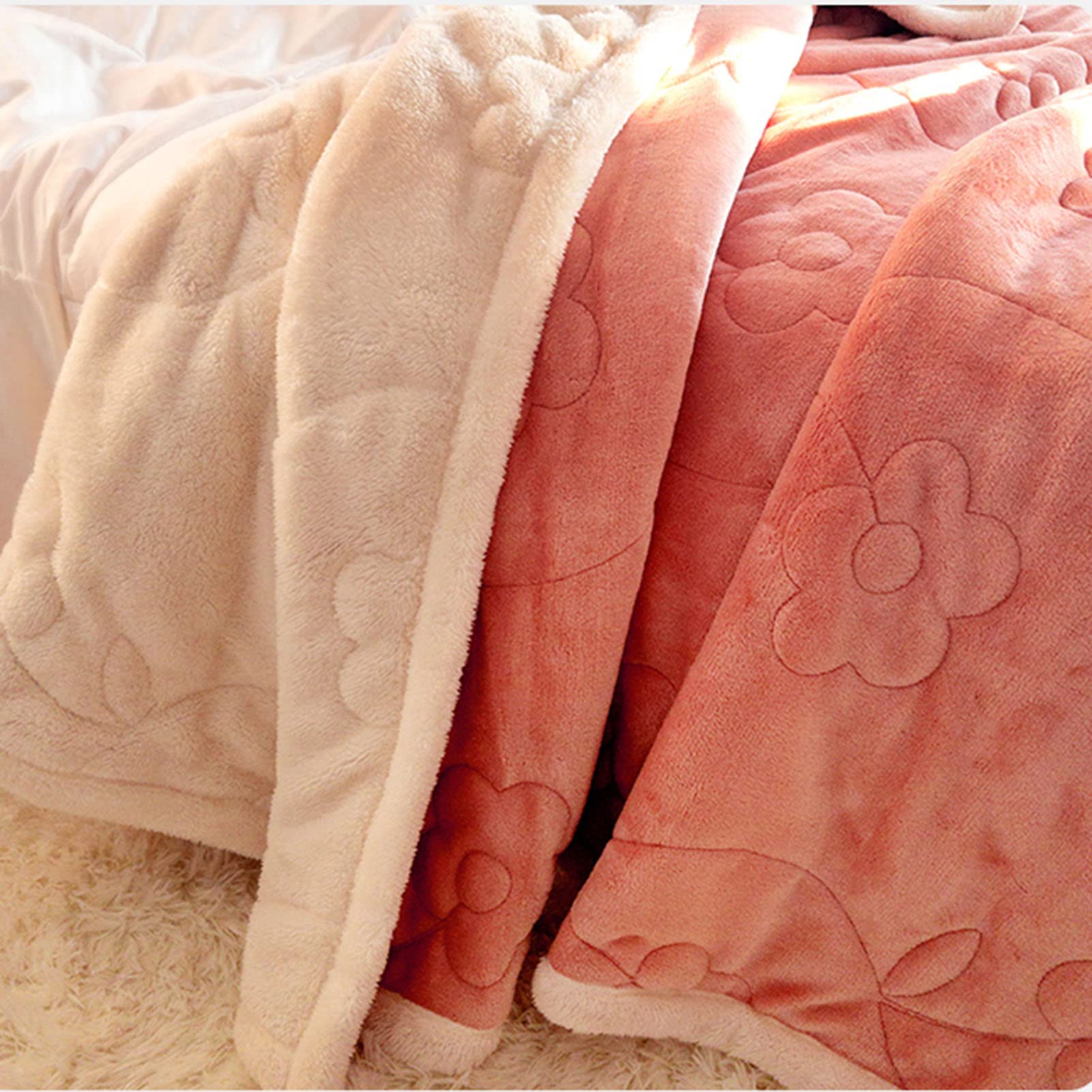 Soft & Cozy Fluffy Plush Microfiber Fleece Blanket 71x79 Inch (180x200cm) - Machine Washable Throw for Bed, Sofa, Dorm - Perfect for Winter Nights, Movie Time & Home Decor
