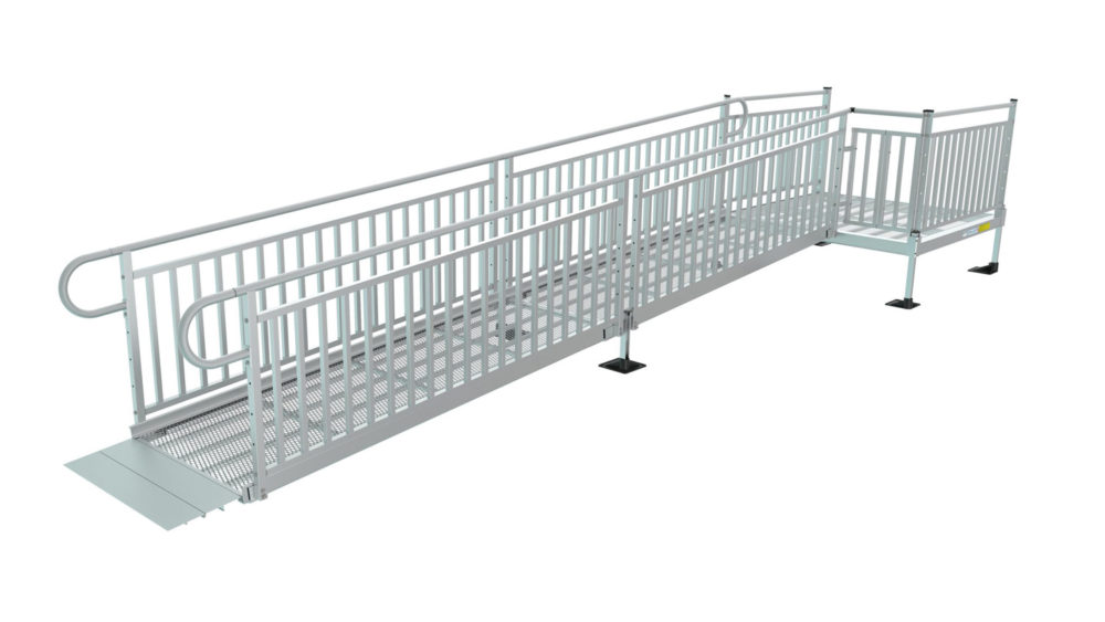 Pathway HD Modular Ramp System with Picketed Handrails - ADA Compliant Wheelchair Access Ramp for Home & Business Use - Durable Aluminum Construction for Indoor/Outdoor Accessibility Solutions