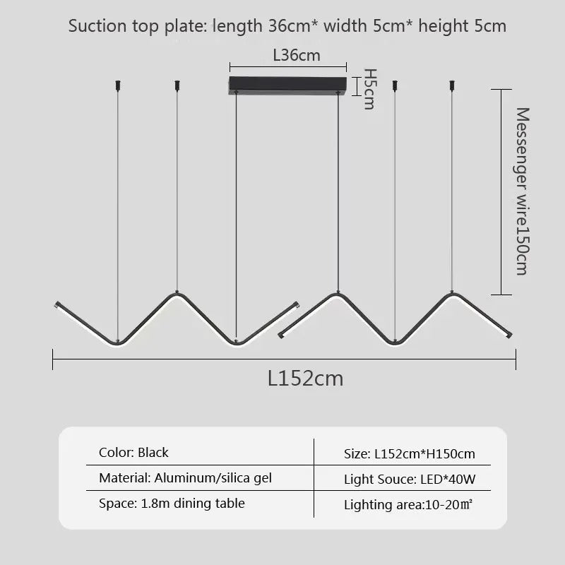 Nordic Style Pendant Light with LED - Modern Art Line Hanging Lamp for Living Room, Dining Room, and Bedroom Decor