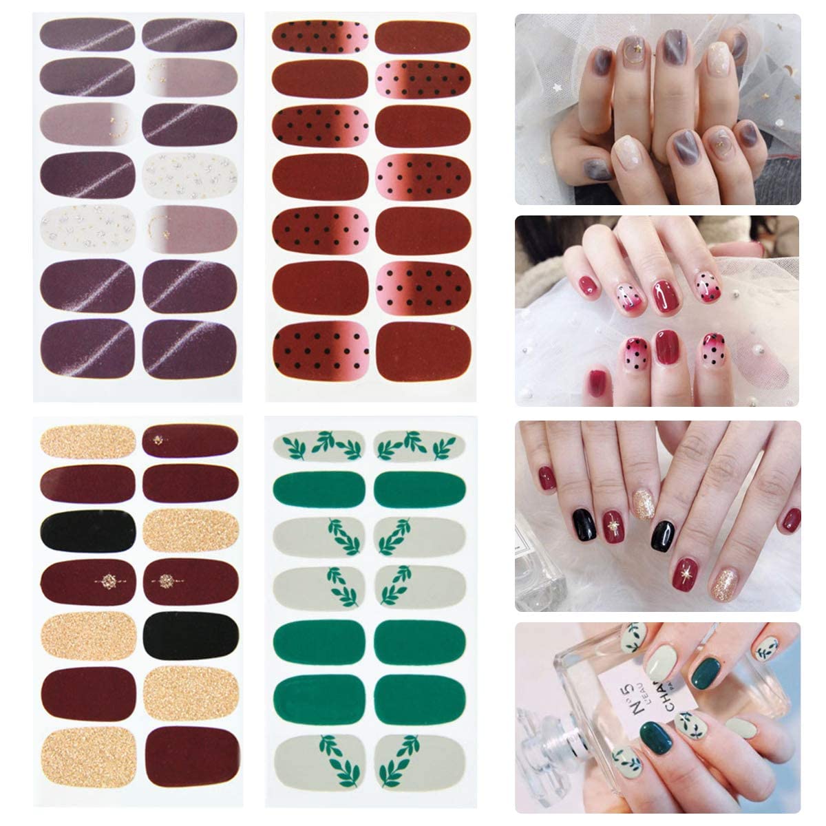 Premium WOKICOR Nail Art Stickers - Beautiful Fashion DIY Nail Decals for Women & Girls - Perfect for Home Manicure, Parties, and Special Occasions