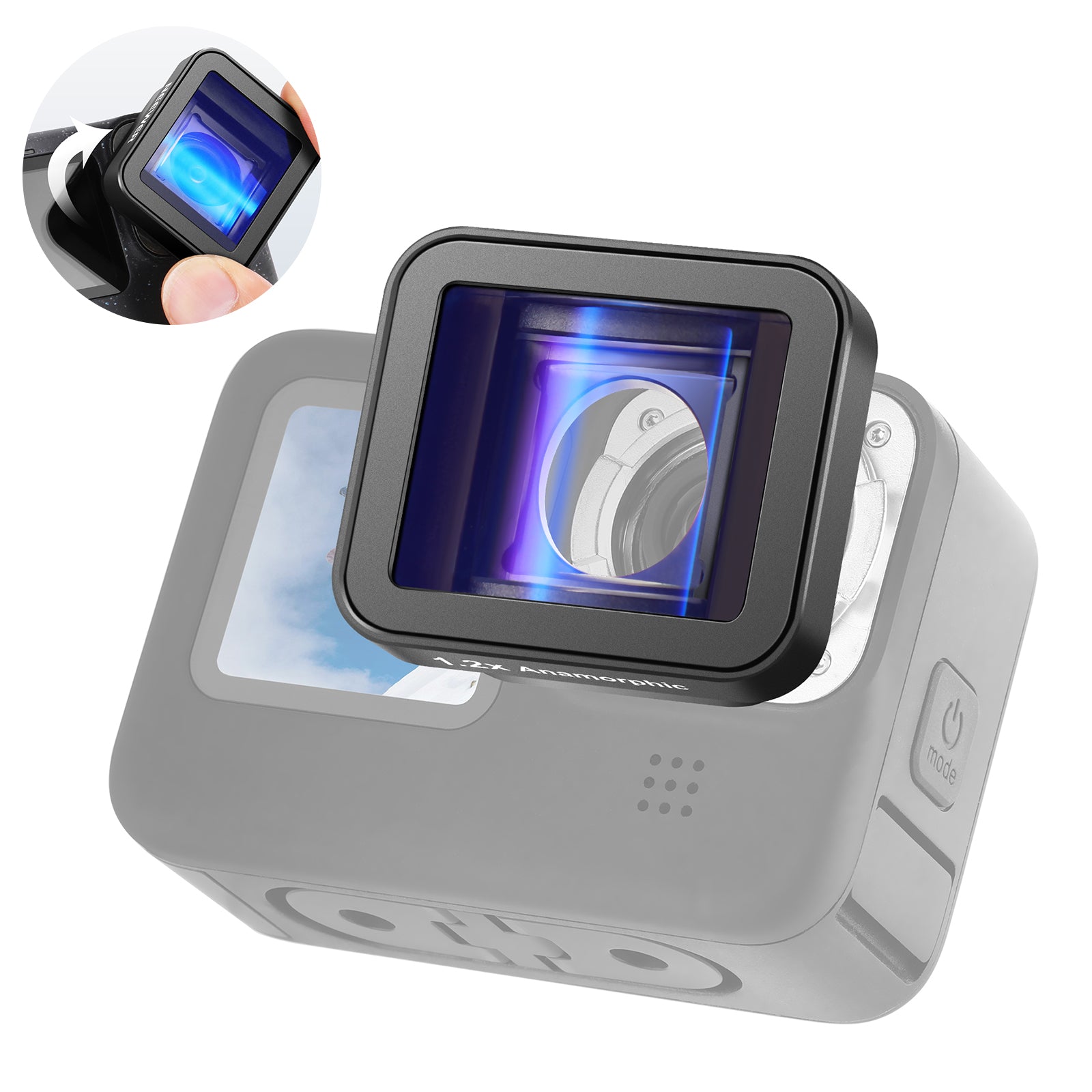 NEEWER LS 56 1.2x Anamorphic Lens for GoPro Hero 12/11/10/9 - Wide Angle Adapter for Cinematic Video, Vlogging & Action Shots - Perfect for Travel, Sports & Underwater Photography