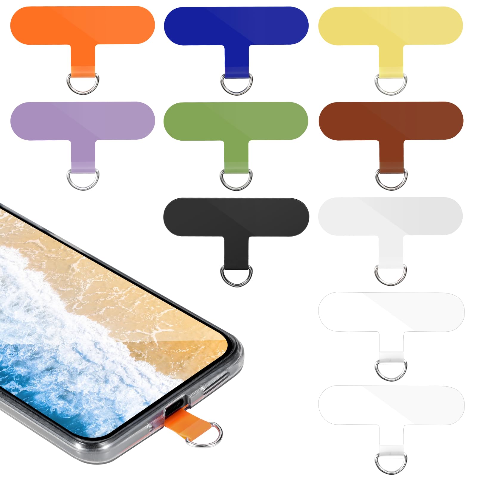 Universal Phone Lanyard Tabs (10-Pack) - No Adhesive Phone Strap Replacement for Secure Carry