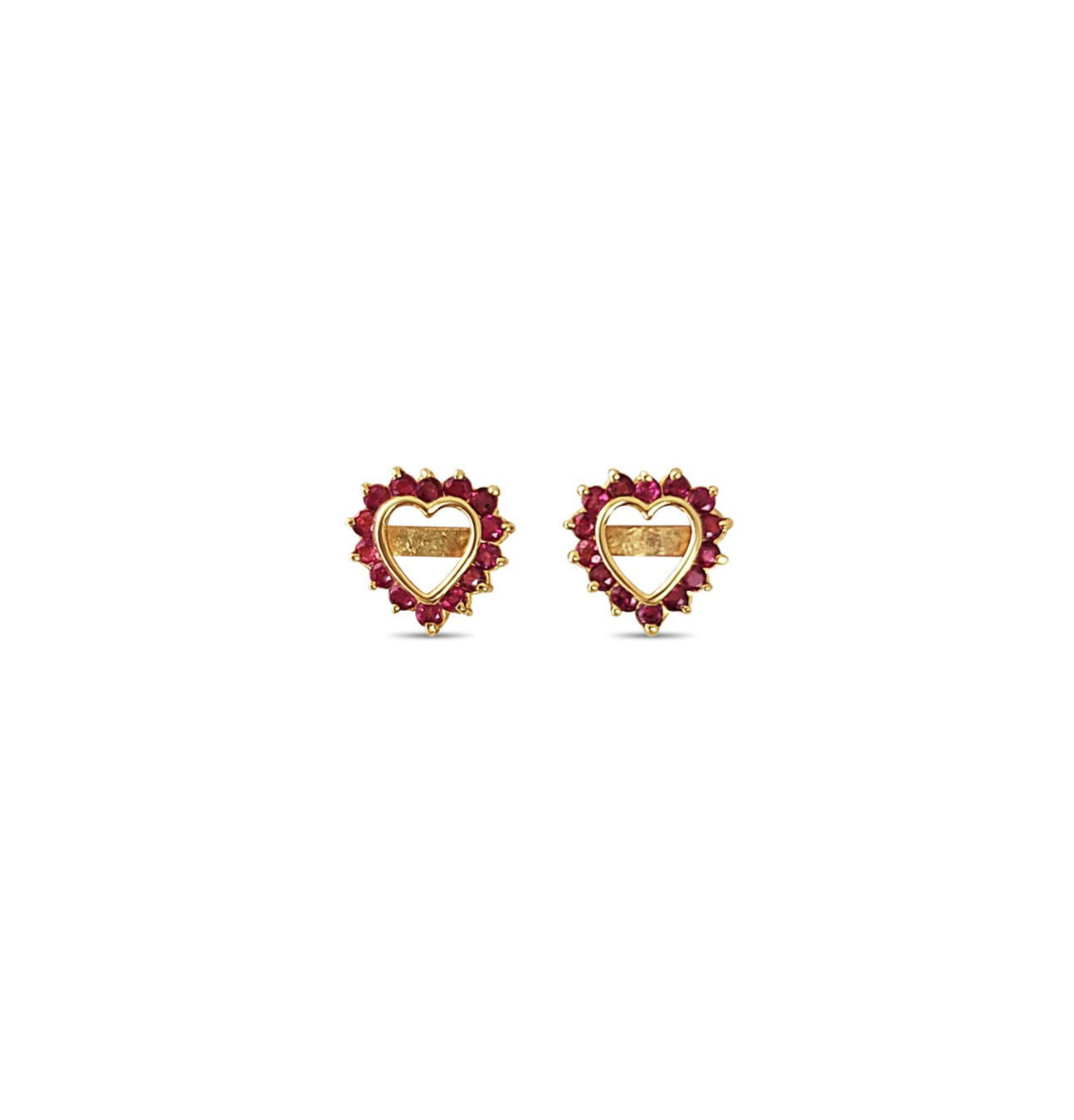 14K Yellow Gold Ruby Heart Stud Earrings 1.00cttw - Romantic Valentine's Day Gift for Her, Anniversary Jewelry, Birthday Present for Women