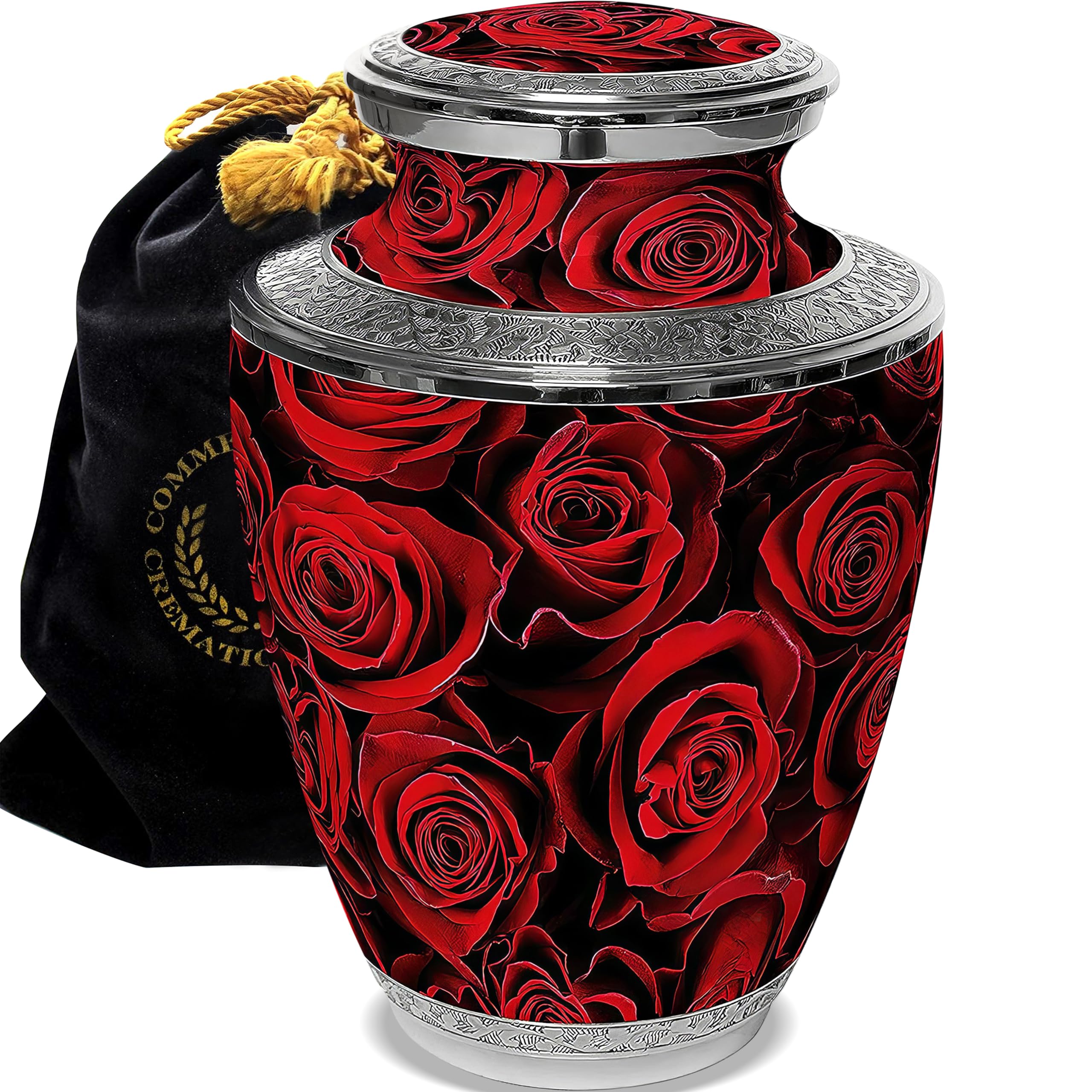 Extra Large Crimson Rose Cremation Urn for Women - Personalized Handcrafted Memorial Urn for Human Ashes - Decorative Adult Female Urn for Home Display, Funeral Services & Memorial Keepsakes